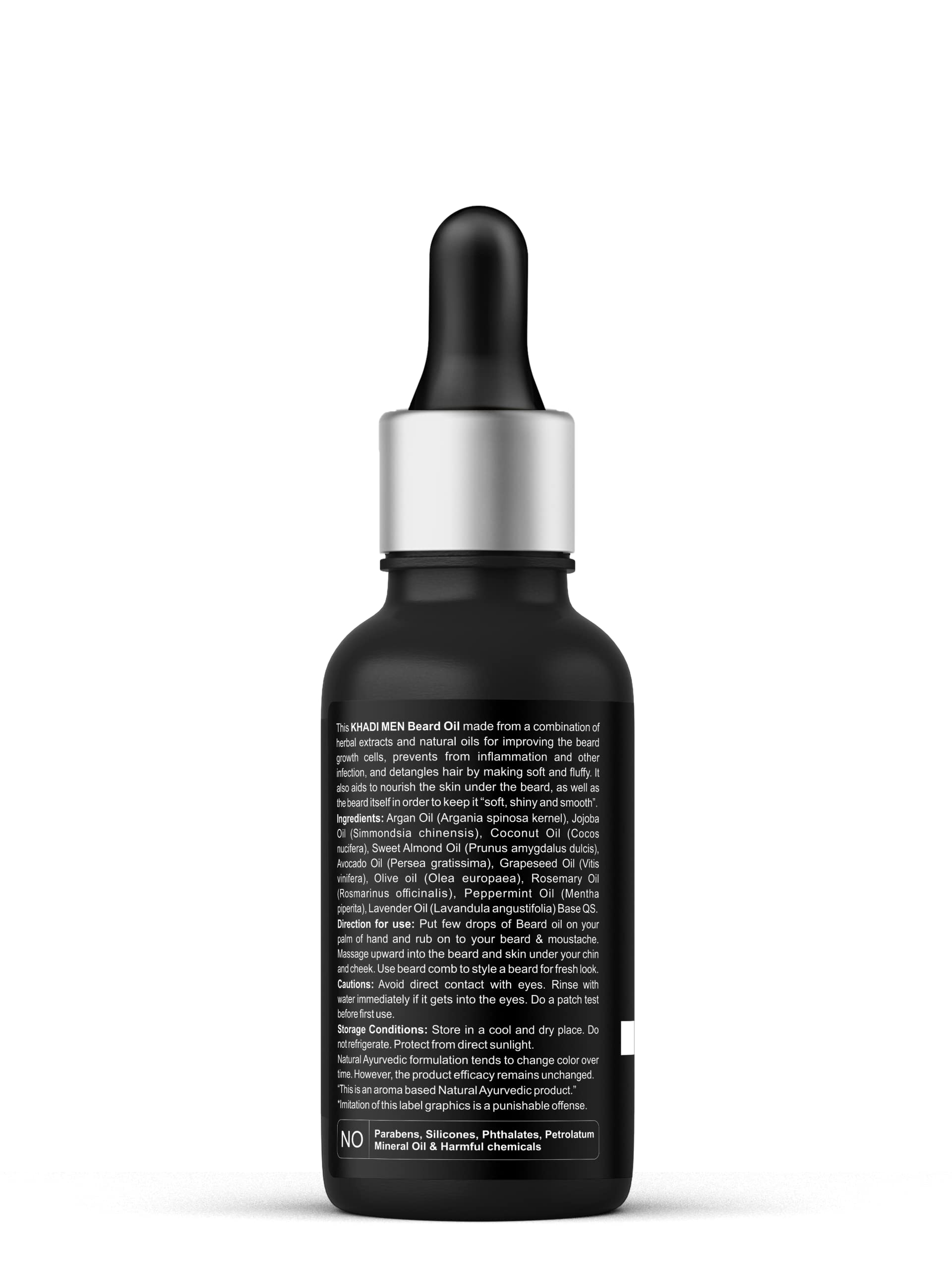Khadi 100% Natural Beard Growth Oil for Men - Organic Hair Care & Styling - Perfect for Daily Grooming & Beard Maintenance