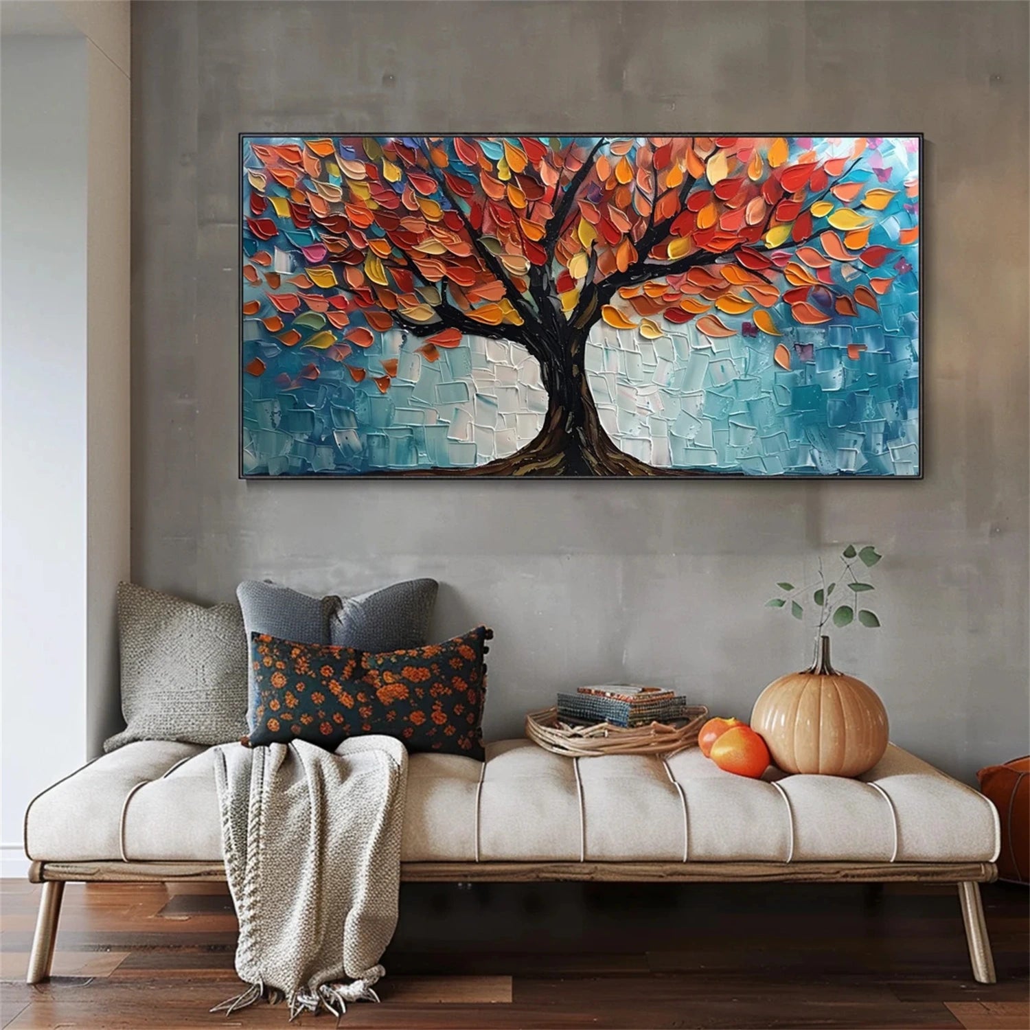 Flower and Tree Painting #FT105 - Handmade Canvas Wall Art for Home & Office Decor | Perfect for Living Room, Bedroom, or Gift