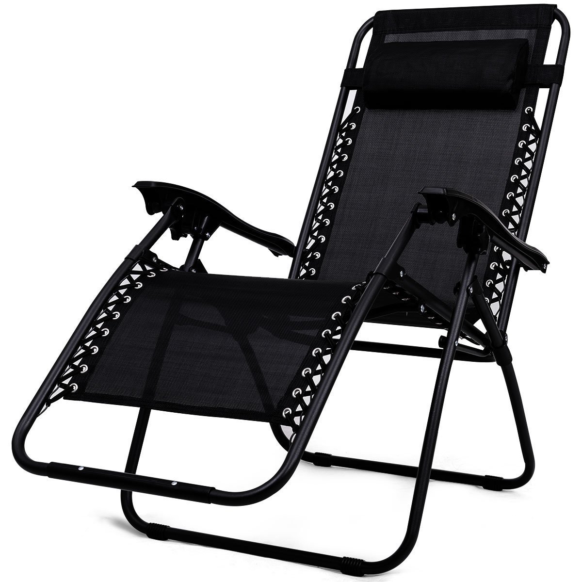 Giantex 3-Piece Zero Gravity Chair Set - Patio Chaise Lounge Chairs for Outdoor, Yard, Pool - Folding Recliner with Side Table (Black) | Perfect for Backyard Relaxation, Beach Lounging & Poolside Comfort
