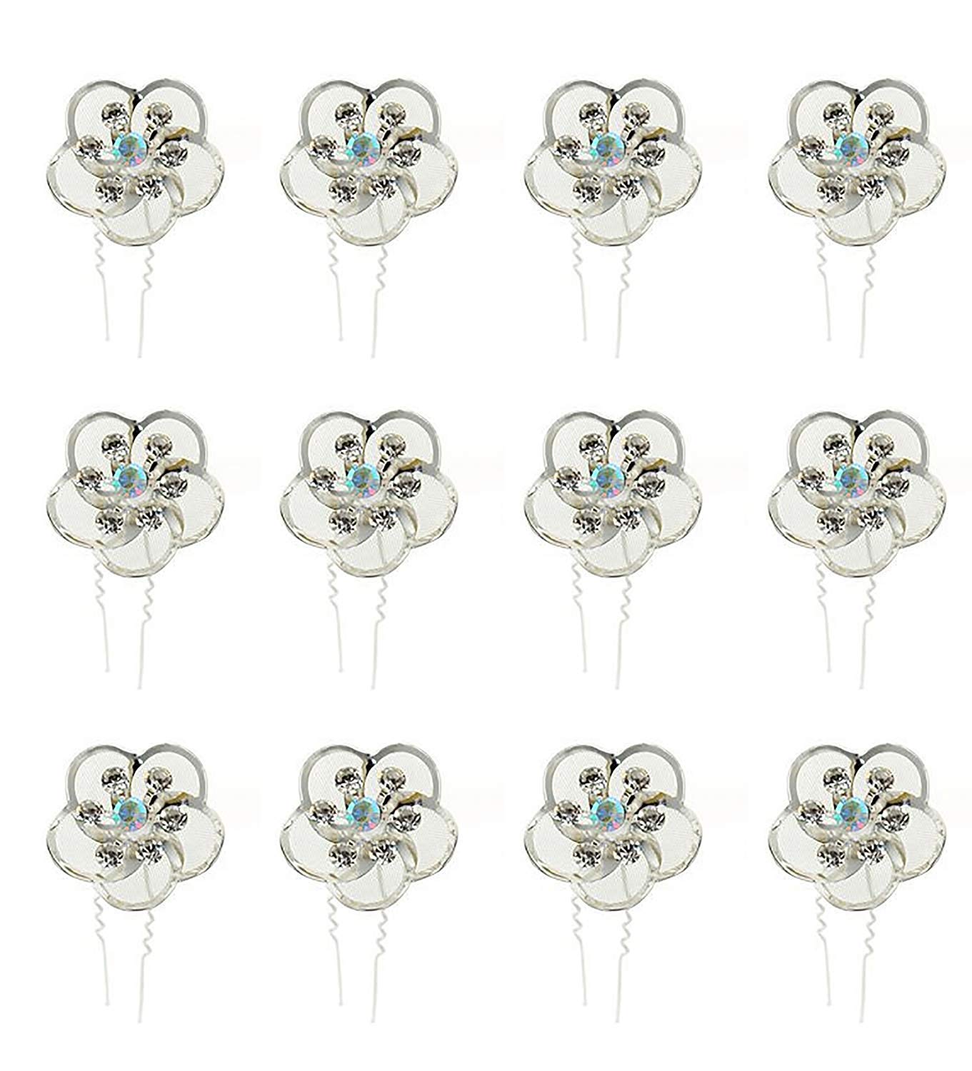 Elegant AASA Silver Metal Hair Pins for Women & Girls – 12PCS Bridal Hair Accessories Set for Wedding, Salon & Home Use – 15g Lightweight & Durable Hairpins