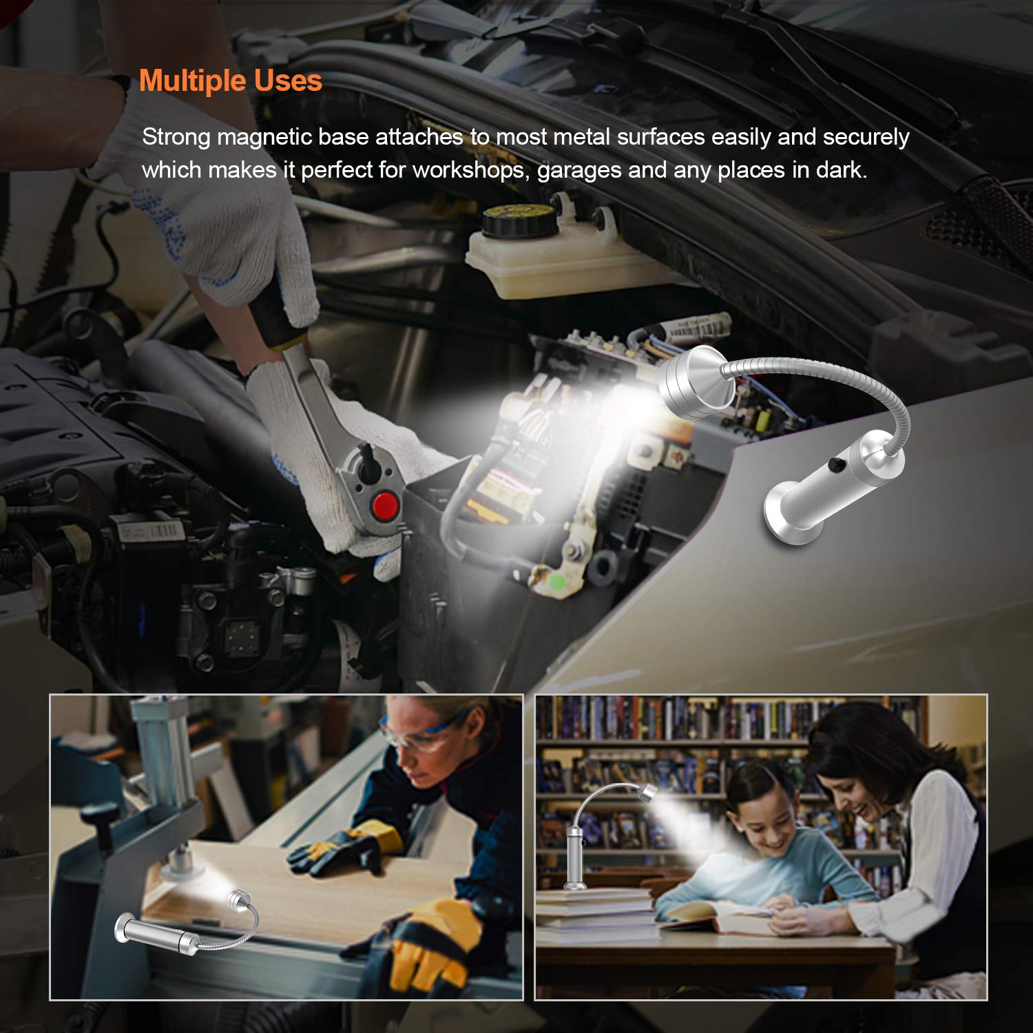 **Magnetic LED BBQ Grill Light - Flexible Gooseneck, Weather Resistant, Battery Included (2 Pack) - Perfect for Outdoor Grilling, Traeger Smoker, Pit Boss Griddle & Dad Gifts**    **Usage Scenarios:** Ideal for backyard barbecues, camping trips, nighttime grilling, and outdoor cooking with smokers or griddles. A great gift for dads, grill masters, and outdoor enthusiasts.