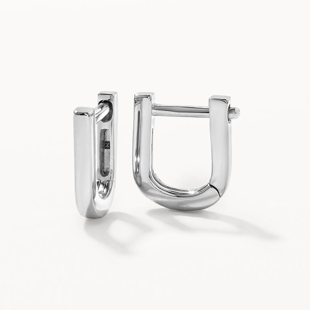 Mini Charm Paperclip Huggie Earrings in Silver - Dainty & Trendy Hoop Earrings for Everyday Wear, Gifts & Special Occasions