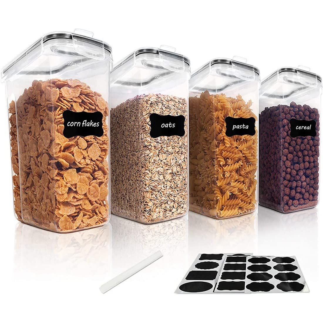 4-Piece Airtight Food Storage Container Set - 2.5L BPA-Free PP Plastic Cereal, Snack & Sugar Organizers - Perfect for Kitchen Pantry Organization & Bulk Food Storage