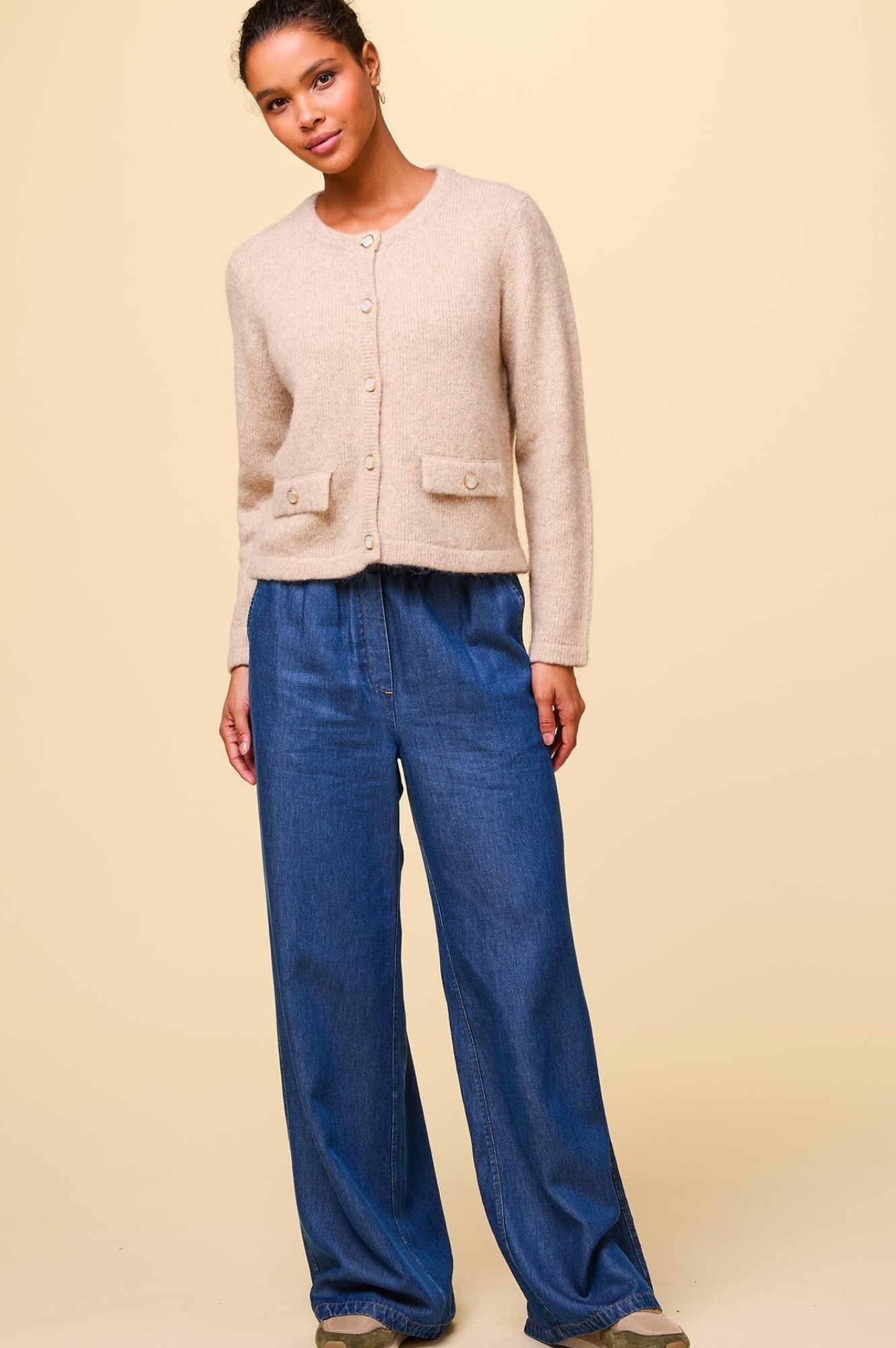 Pearl Cardigan | Soft Oat Color Women's Knit Sweater | Perfect for Fall Layering & Casual Outfits