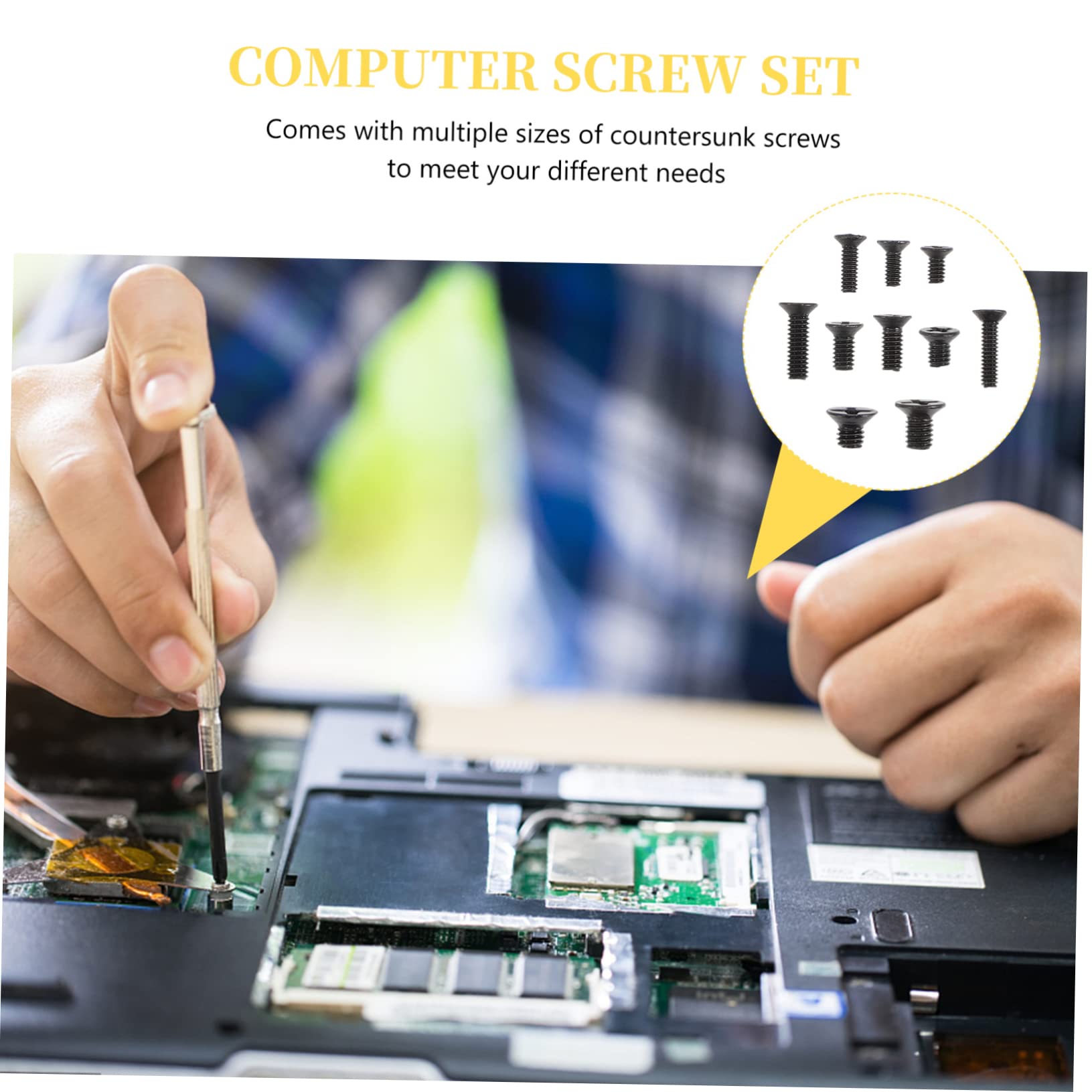 ULTECHNOVO 4 Sets Small Countersunk Head Machine Screws - Flat Self-Tapping Screws for Electronics & Computer Assembly - Perfect for Laptops, Phones, DIY Projects