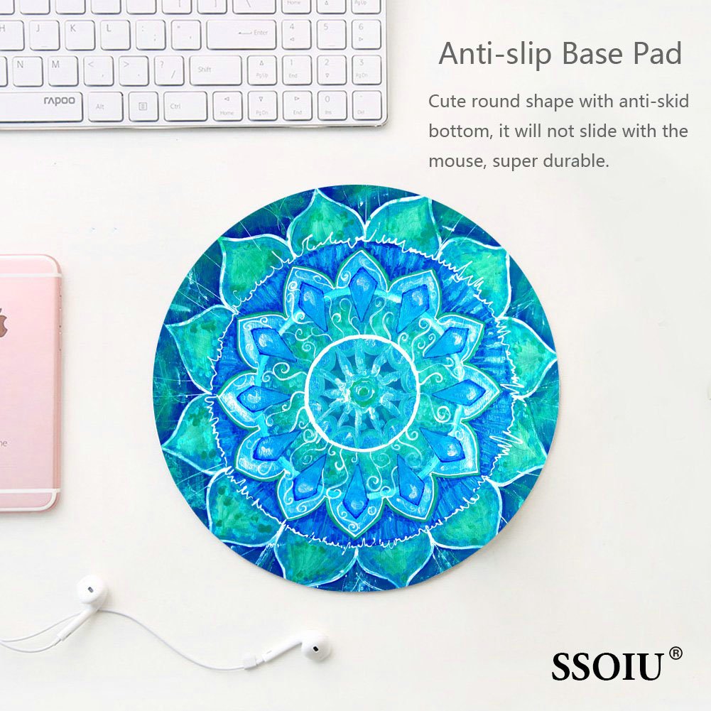 Custom Mandala Gaming Mouse Pad - Non-Slip Round Mouse Mat for PC, Laptop & Desktop Computers | Ergonomic Office & Home Workspace Accessory for Gamers & Professionals