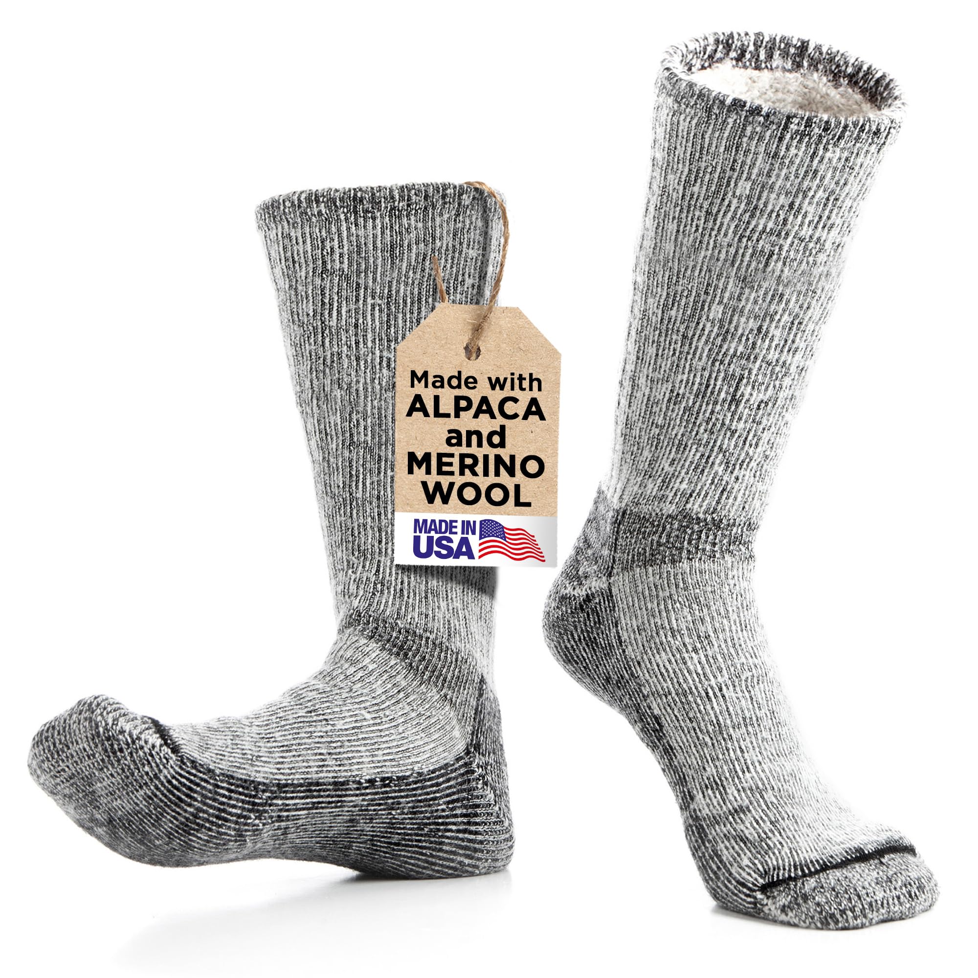 Wildside Wool Mountaineer Alpaca Merino Wool Boot Socks for Men & Women - Warm Hiking & Outdoor Socks - Sizes S-XL - Perfect for Camping, Trekking & Winter Adventures