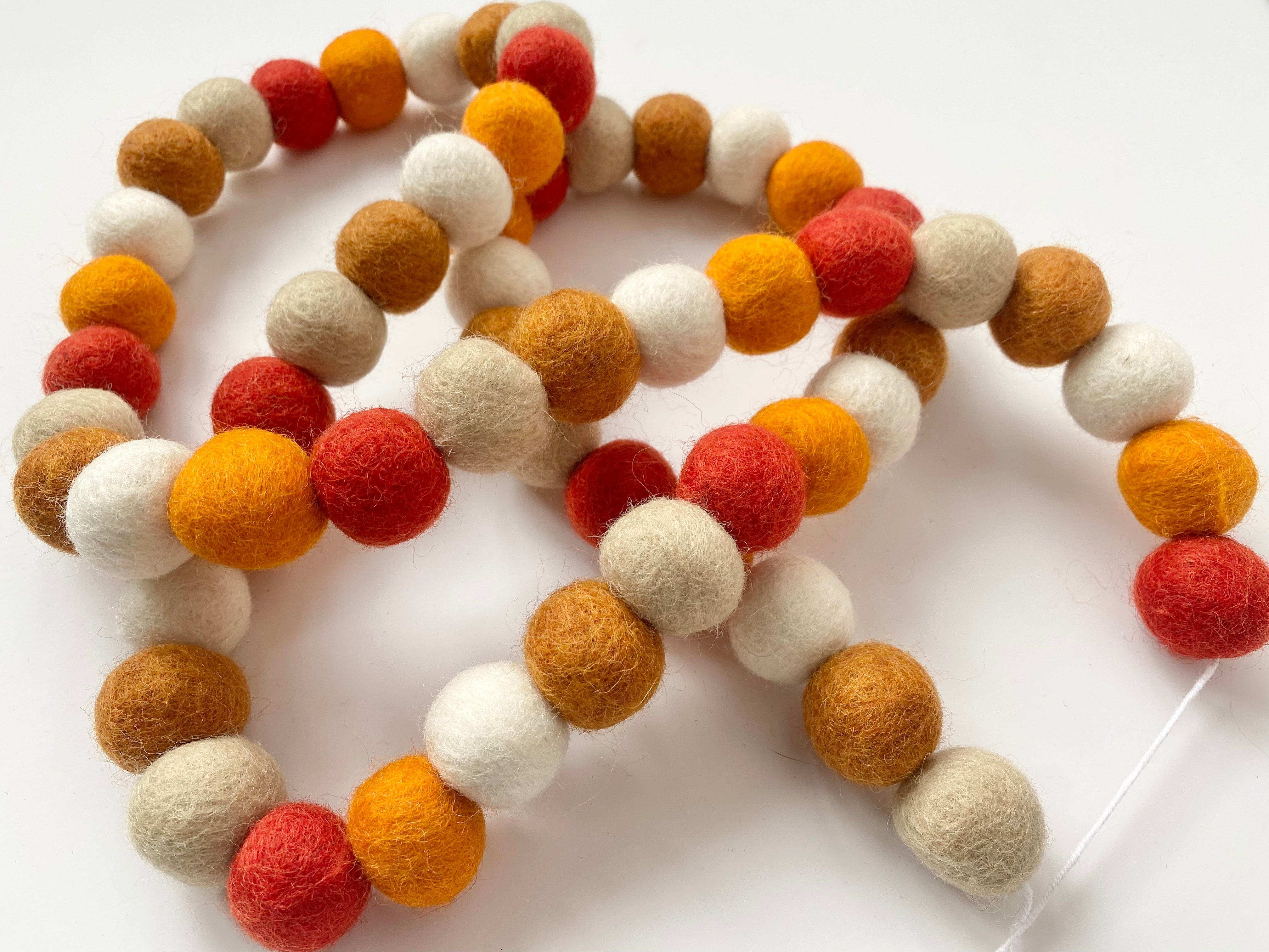 Best Fall Felt Ball Garland - Colorful Decorative String for Autumn Home Decor, Nursery, Wedding & Party Backdrop
