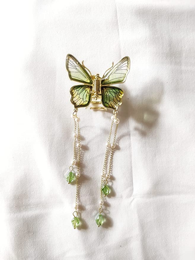 Elegant Metal Butterfly Hair Clip with Crystal Tassel - Wedding & Party Hair Accessories for Women (1 Piece) - Perfect for Bridal, Prom, and Special Occasions