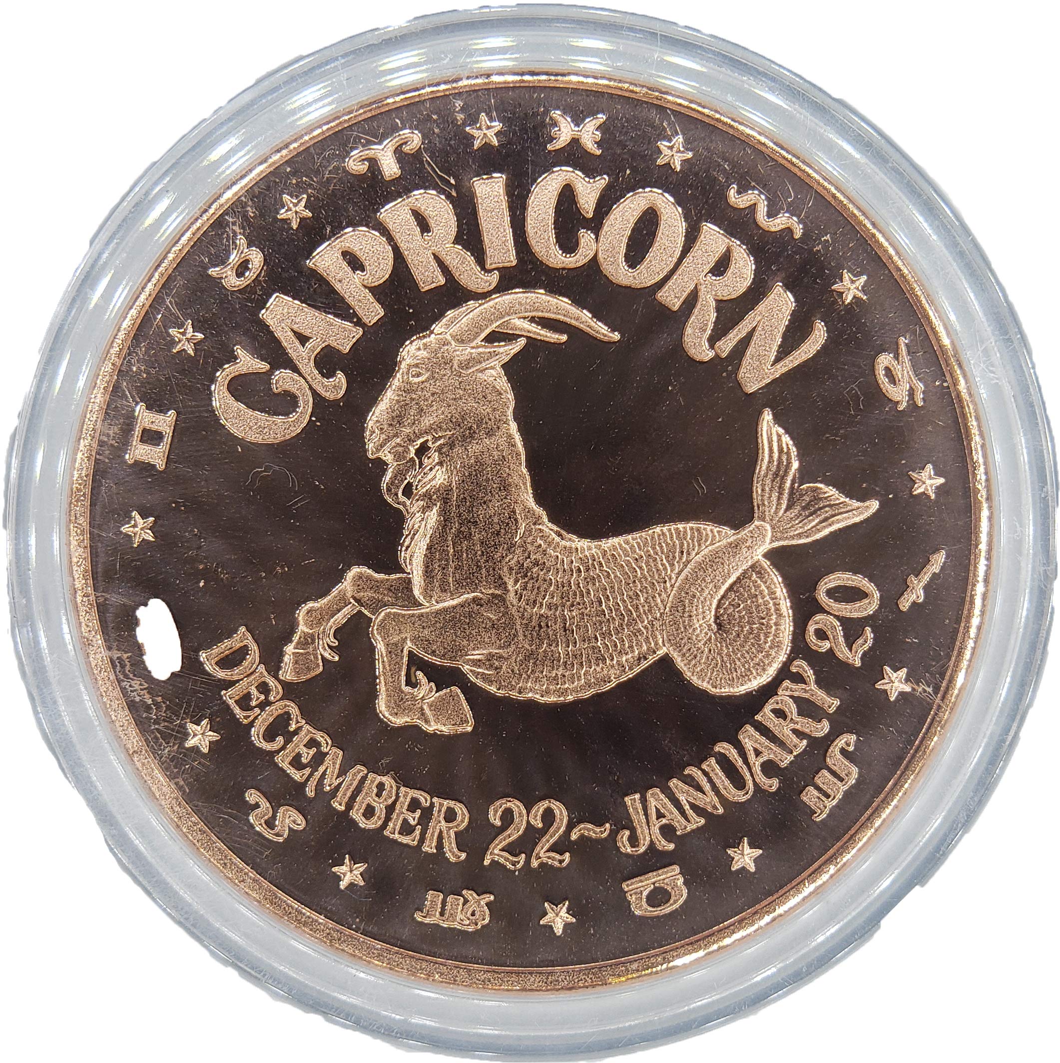 1 oz Pure Copper Astrology Zodiac Coin - Capricorn Collectible for Meditation, Gifts & Home Decor