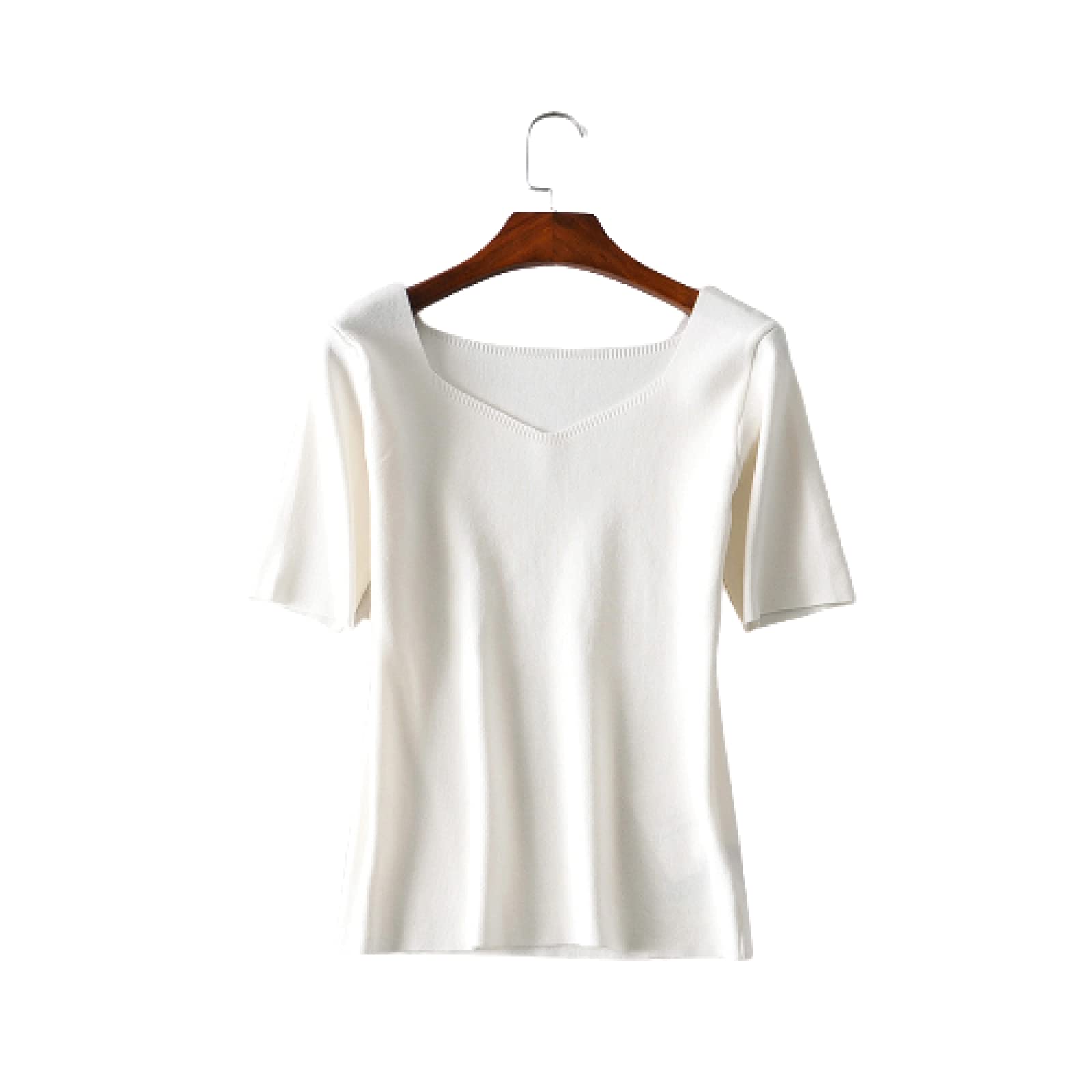 Women's Short Sleeve Knit Tops - Solid Color Casual & Office Wear - Perfect for Work, Weekend Outings & Everyday Comfort
