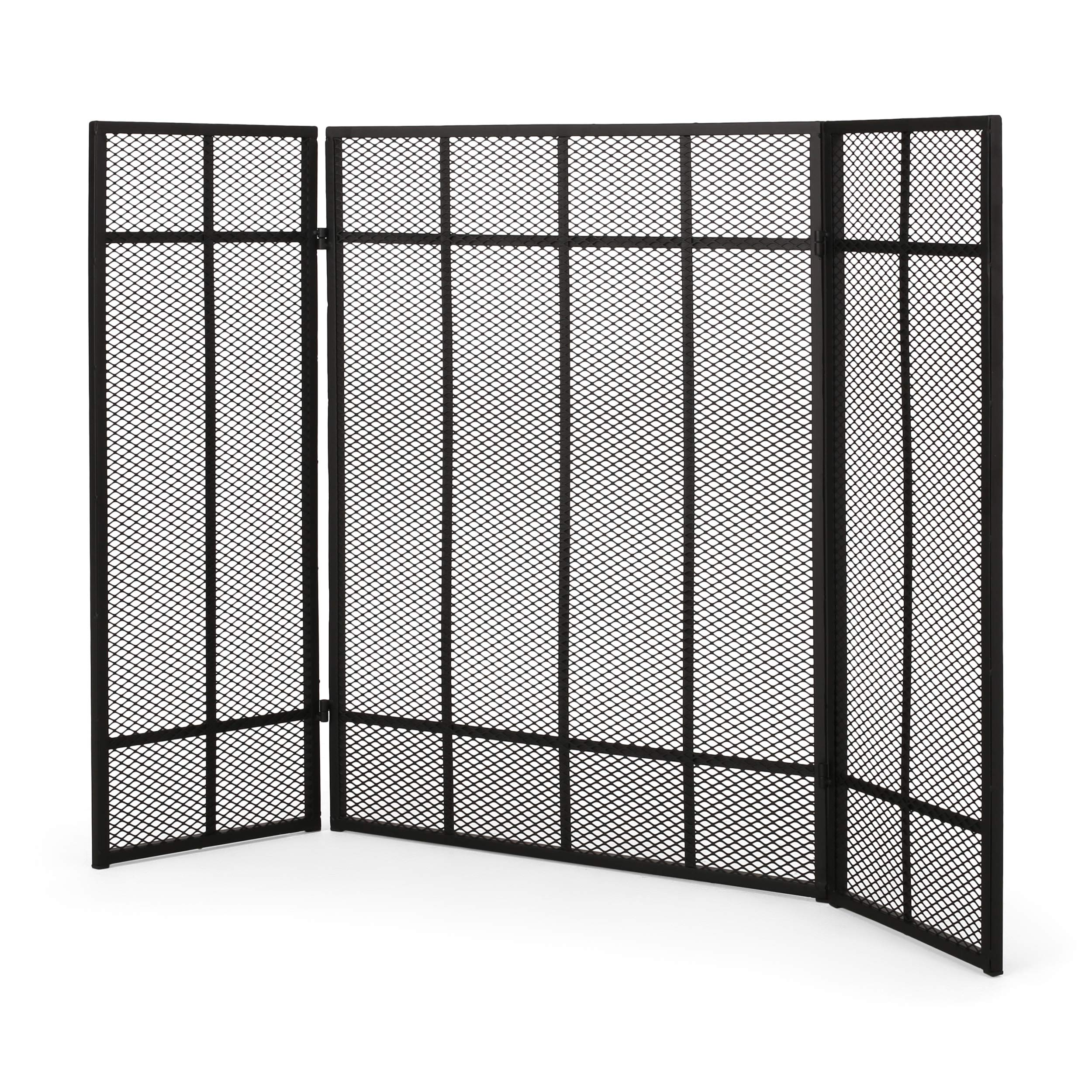 Christopher Knight Home Modesty Iron Fireplace Screen in Matte Black - Decorative & Functional Fireplace Safety Guard for Living Room, Bedroom, or Patio