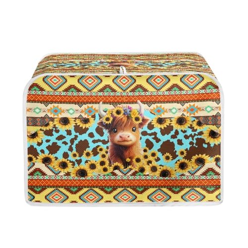 Aztec Sunflower Highland Cow-Yellow and Orange