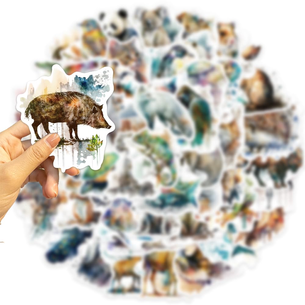 50Pcs Cute Waterproof Animal Stickers for Hydro Flask, Laptop, Suitcase & Scrapbook - Durable Vinyl Decals for Water Bottles, Party Supplies & DIY Crafts - Perfect for Teens, Adults & School/Office Use
