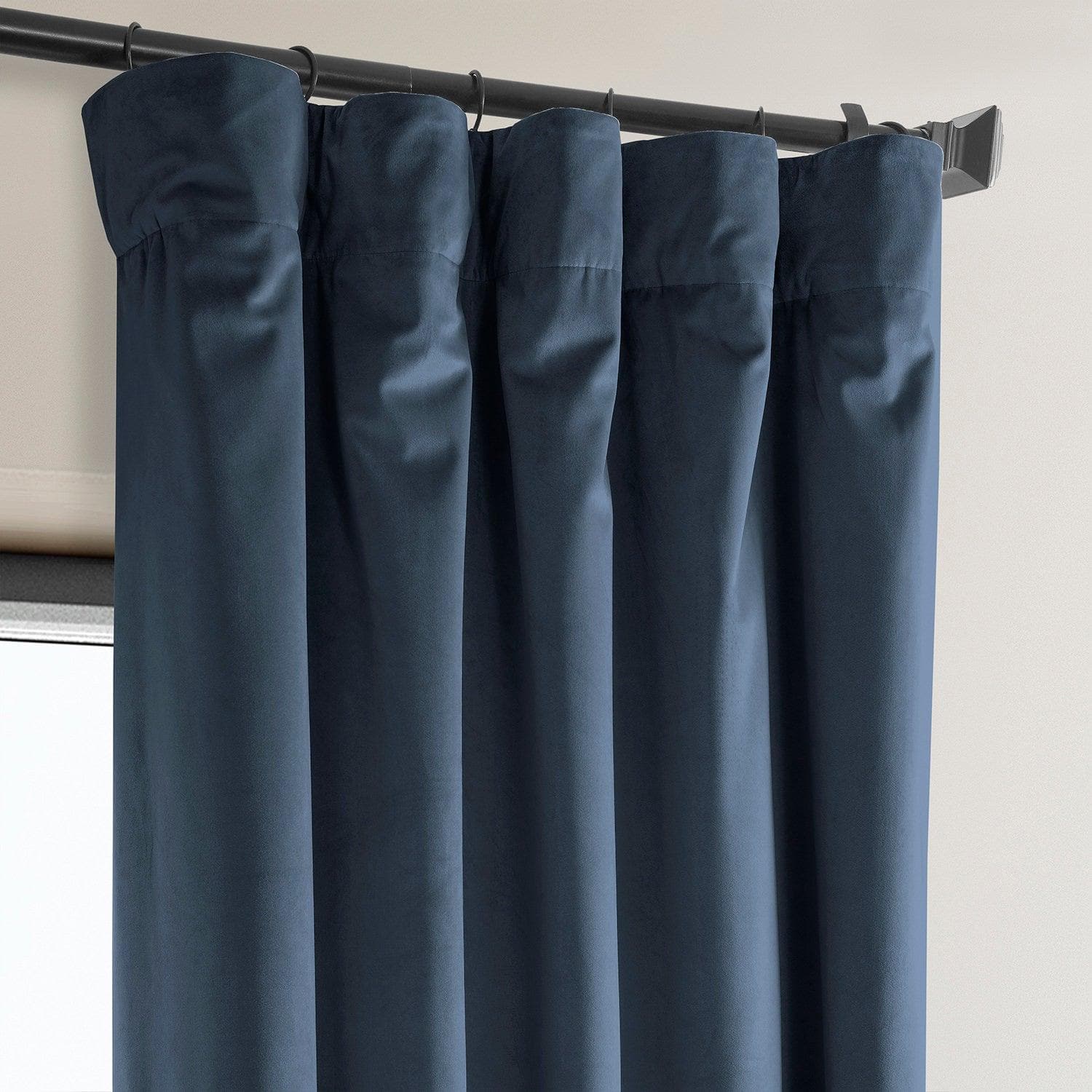London Blue Heritage Plush Velvet Blackout Curtains for Bedroom - Thermal Insulated Noise Reducing Window Drapes for Living Room & Nursery
