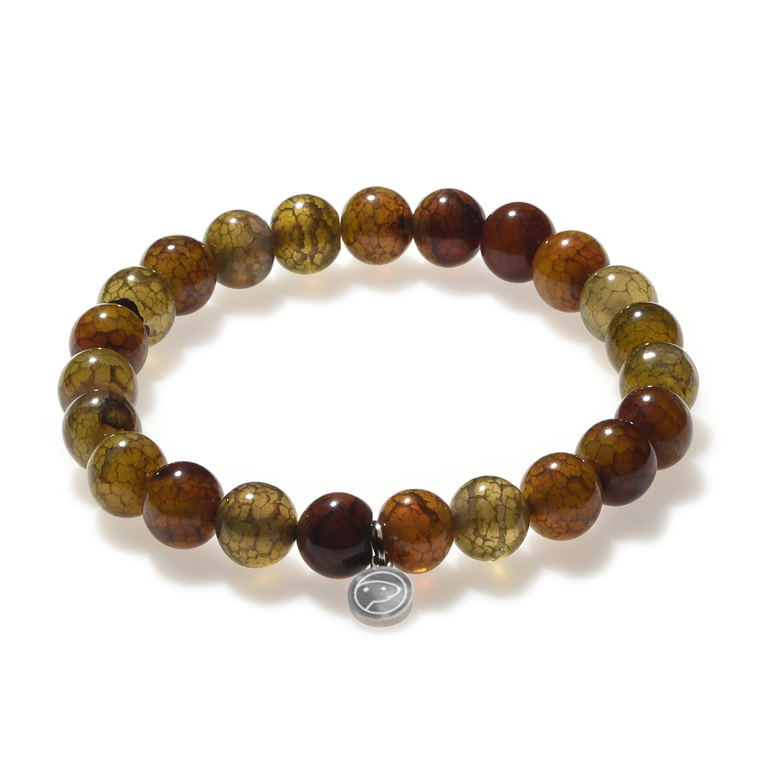 Brown Dragon Pattern Agate Bracelet for Women - Natural Stone Beaded Wristband for Spiritual Healing, Meditation & Fashion Accessories - Perfect for Yoga, Boho Style & Gift Giving