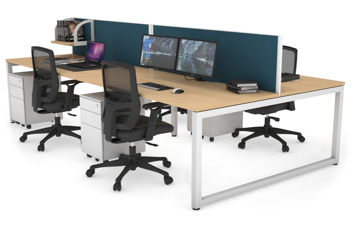 Quadro Loop Legs 4 Person Office Workstation - 1800L x 800W with Cable Management Scallop - Ideal for Collaborative Workspaces & Open Office Environments