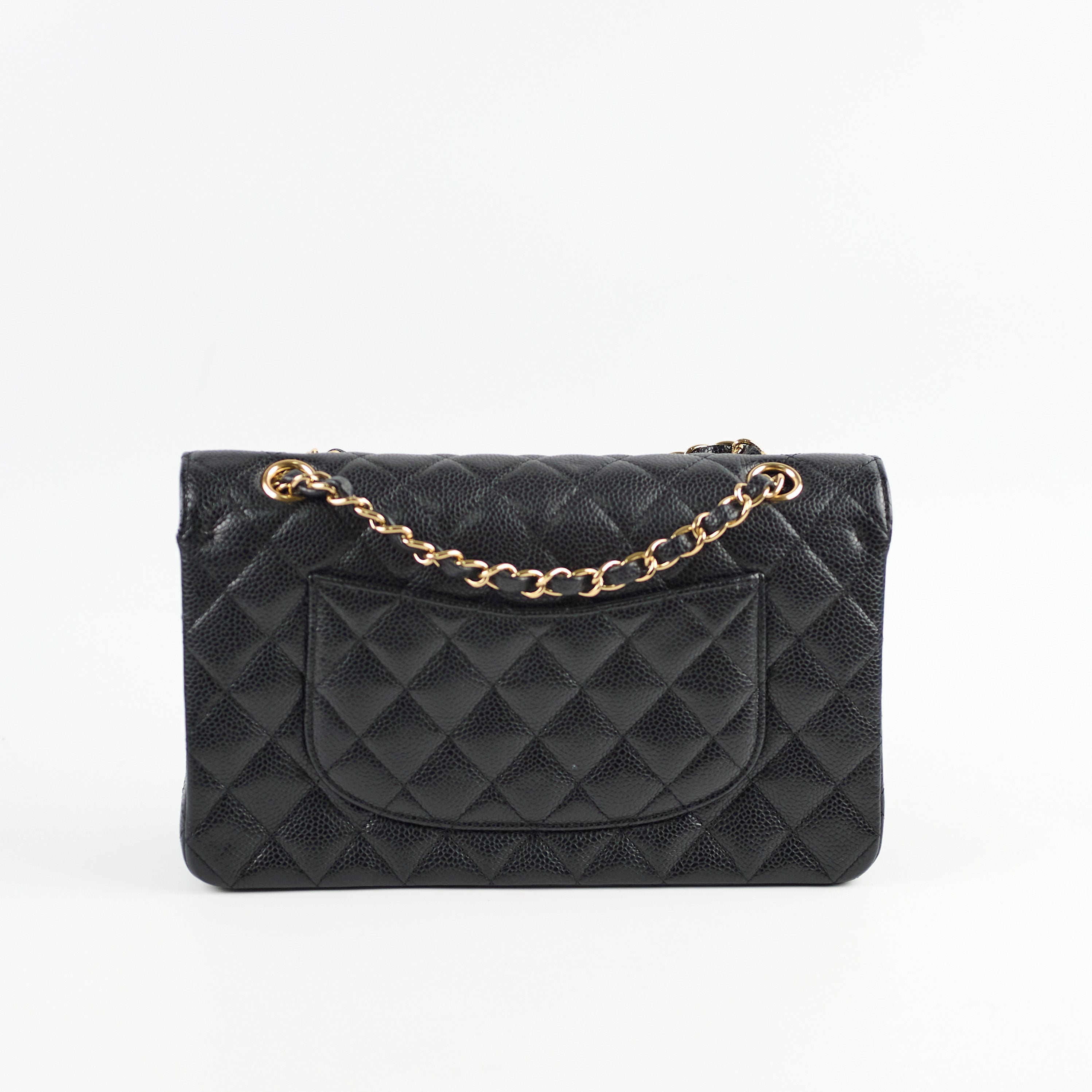 Chanel Medium/Large Caviar 24k Gold Double Classic Flap Bag in Black | Luxury Designer Handbag for Women | Perfect for Evening Events, Parties & Special Occasions
