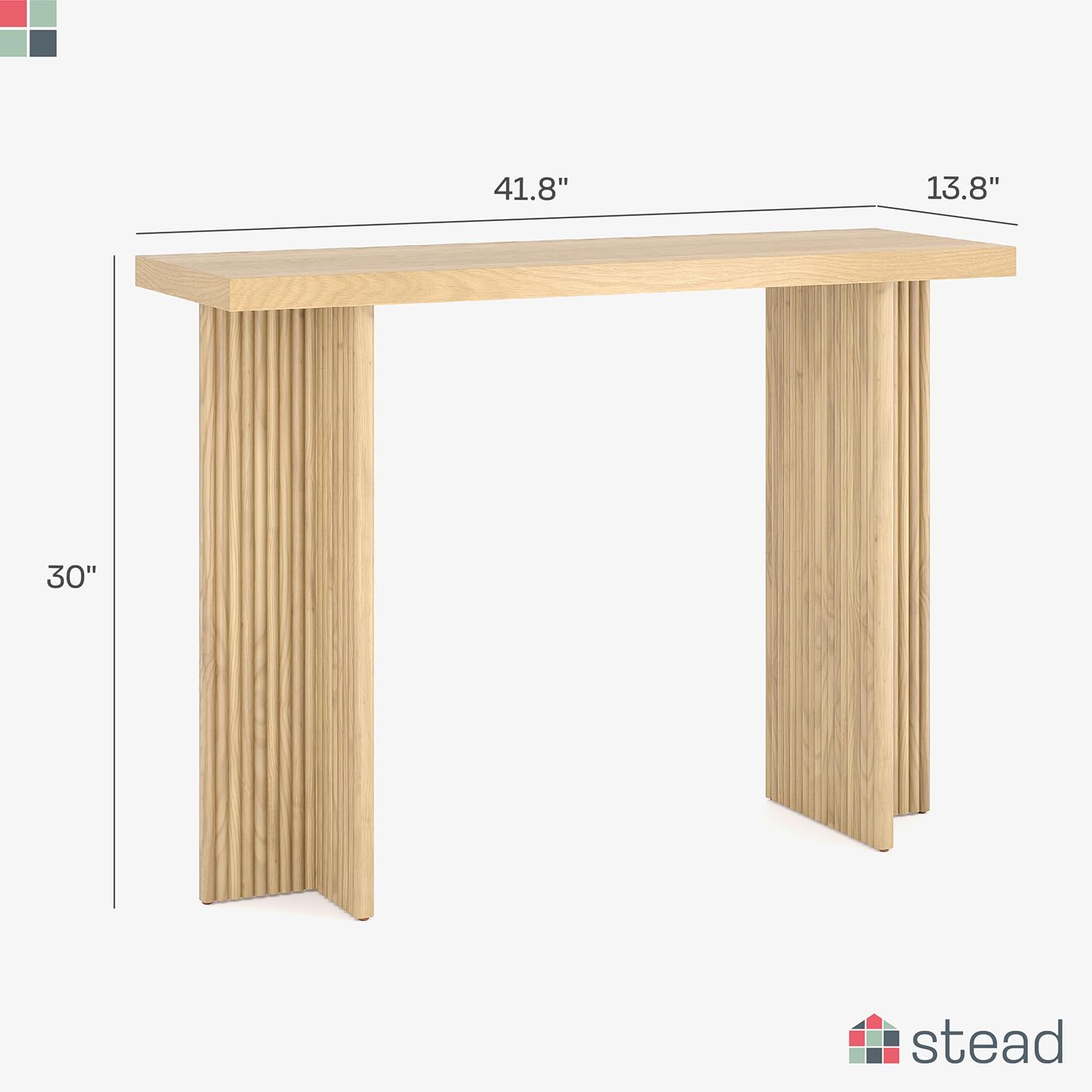 Modern Fluted Console Table - Solid Wood Narrow Entryway Table for Small Spaces - Natural Oak Living Room Furniture - Perfect for Hallway, Foyer & Apartment Decor