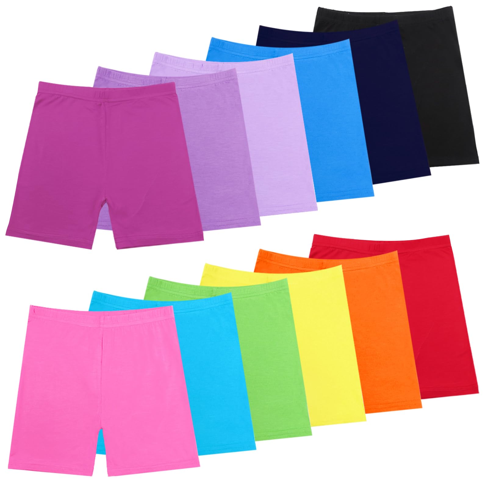 12 Pack Girls Dance Shorts - 12 Colors Breathable Bike Shorts for Kids, Toddlers & Teens - Perfect for Dance, Gymnastics, Cheerleading & Everyday Wear