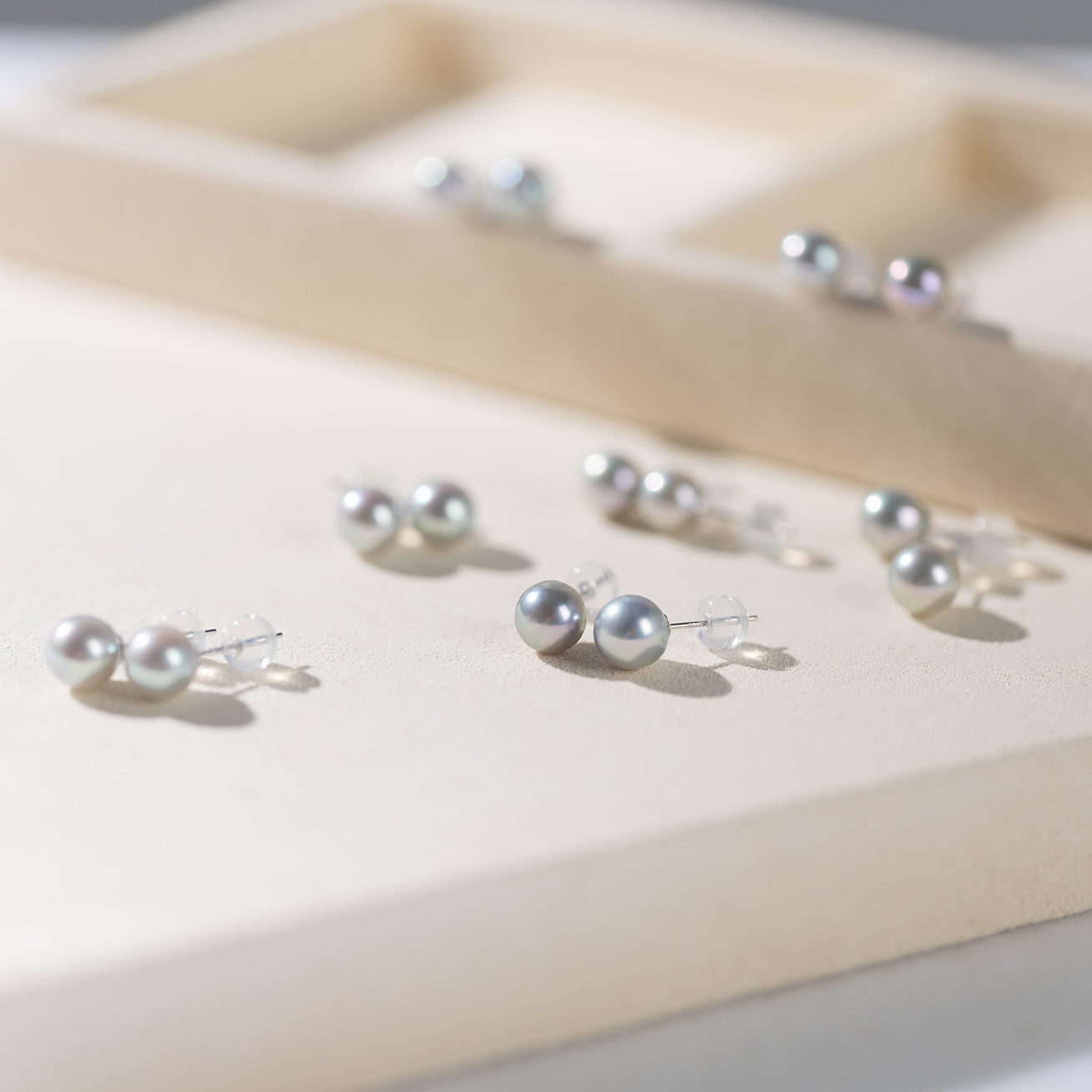 18K Gold Akoya Pearl Stud Earrings - AAA Grade Silver Blue Cultured Pearls for Women | Perfect for Weddings, Parties & Special Occasions