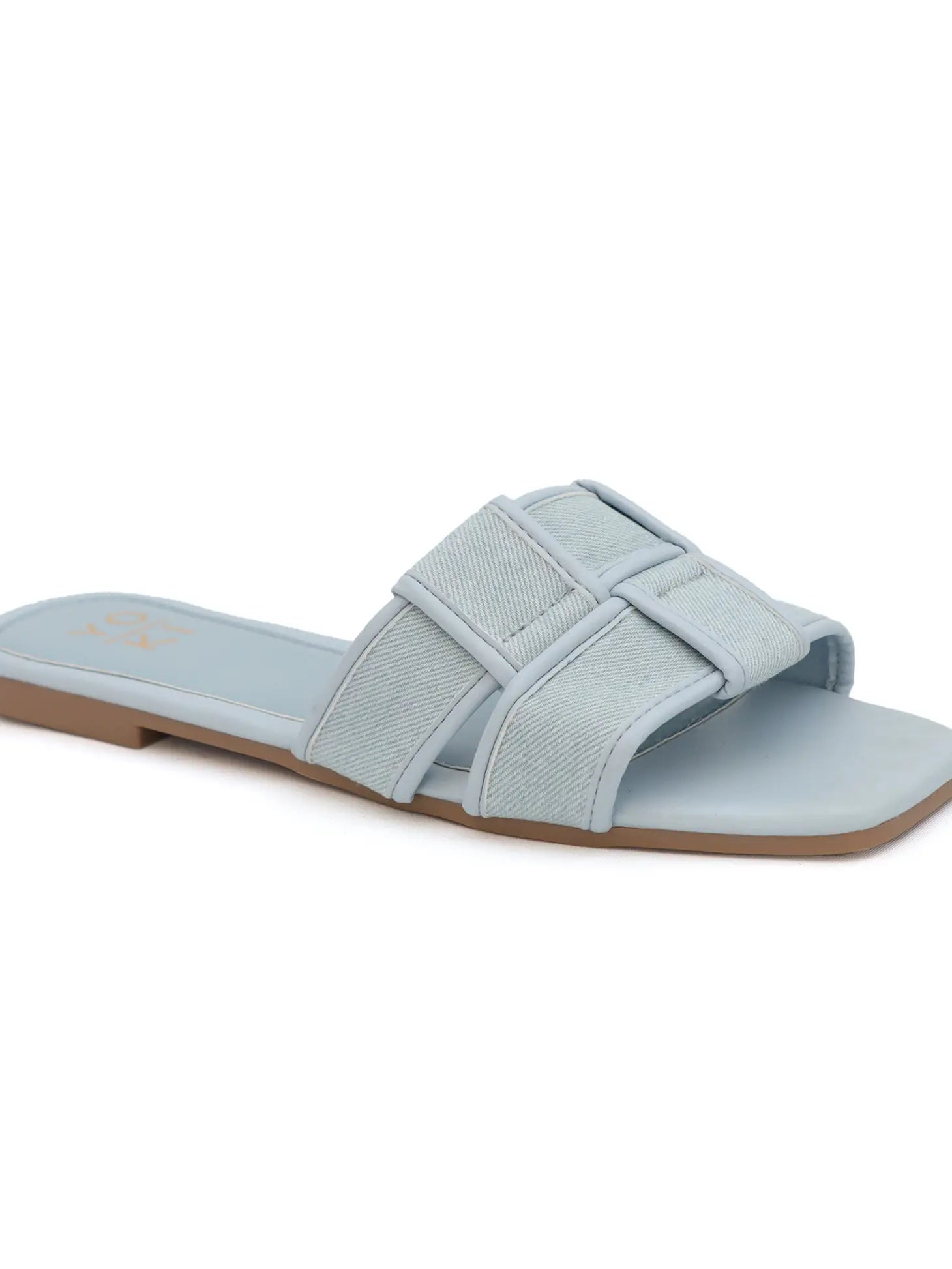 Essie Woven Canvas Slides in Denim - Comfortable Summer Casual Shoes for Women - Perfect for Beach, Poolside & Vacation Outfits