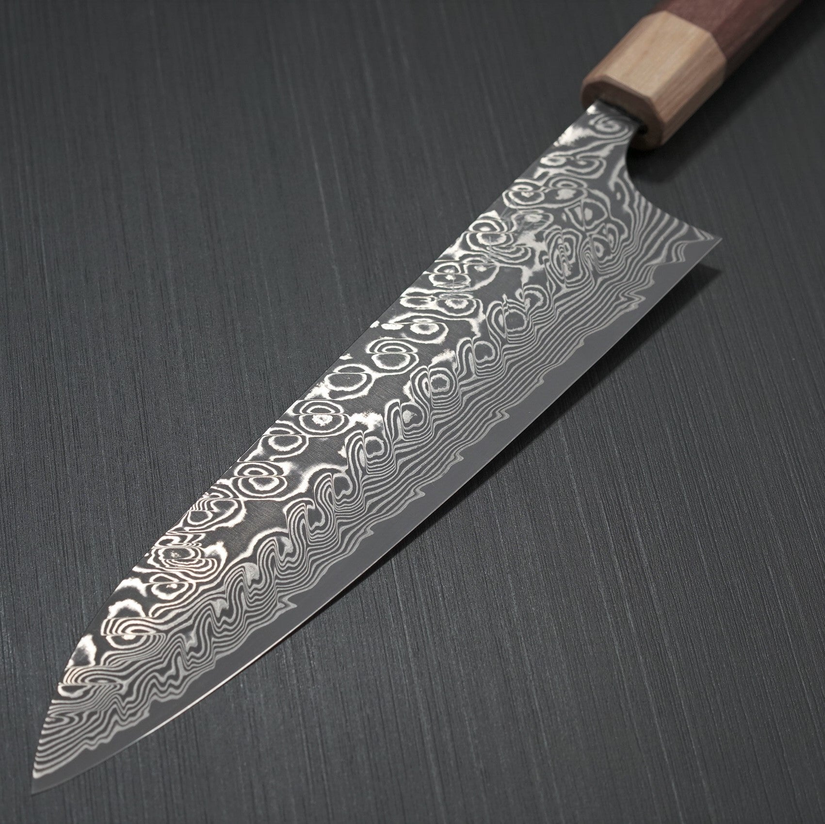 Premium Yoshimi Kato SG2 Super Gold 2 Damascus Gyuto Chef Knife 210mm - V-Shaped Blade with Black Finish & Jarrah Handle - Perfect for Professional Chefs, Home Cooking, Sushi Preparation & Meat Slicing