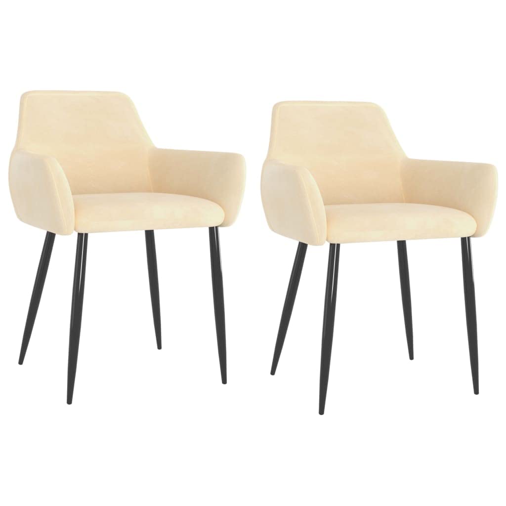 Modern Velvet Dining Chairs Set of 2 - Cream Upholstered Kitchen & Living Room Chairs - Durable & Classic Design for Home Decor, Dinner Parties & Cozy Gatherings