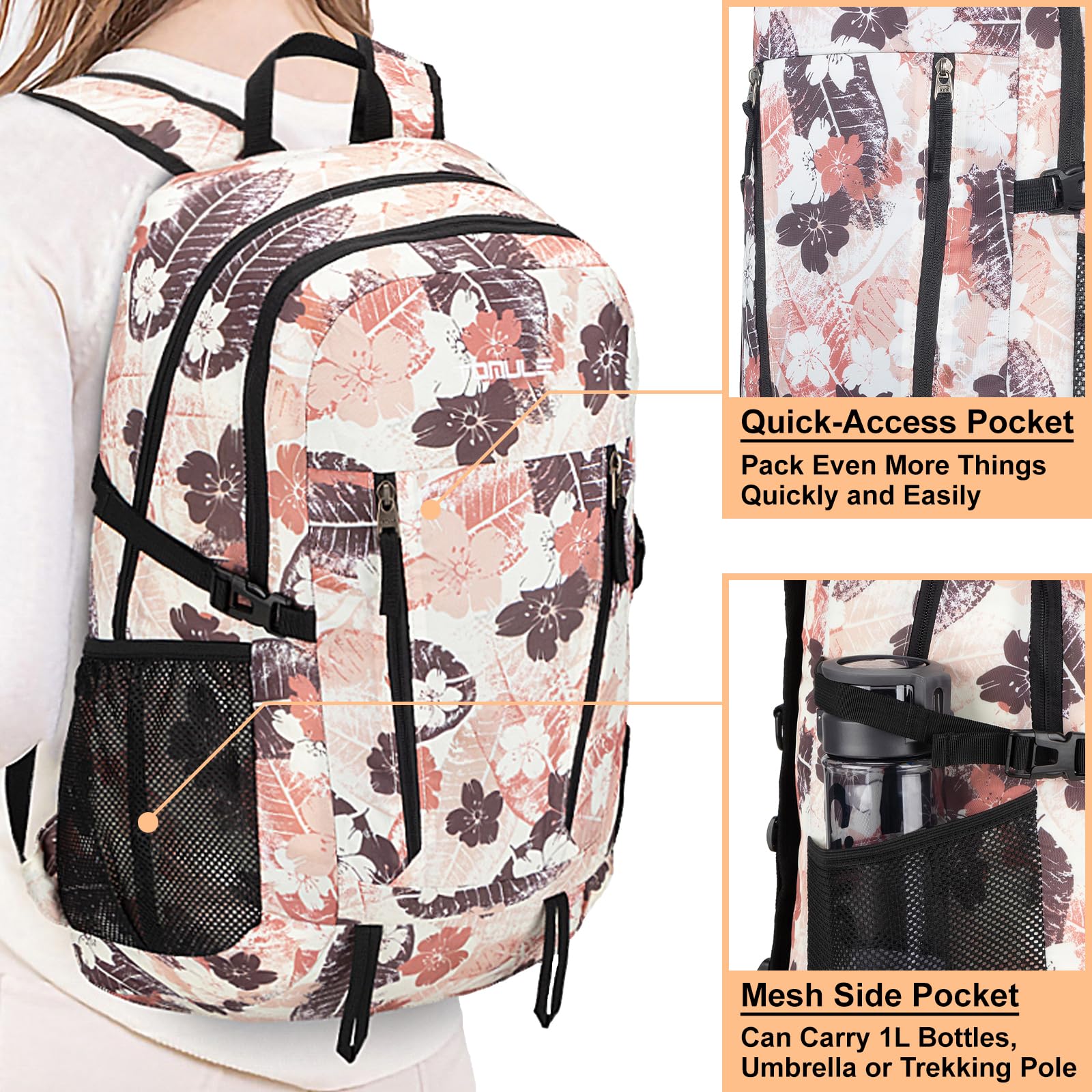 TOMULE 40L Waterproof Day Hiking Backpack for Women - Lightweight Travel Backpack for Outdoor Adventures, Camping & Daily Commute