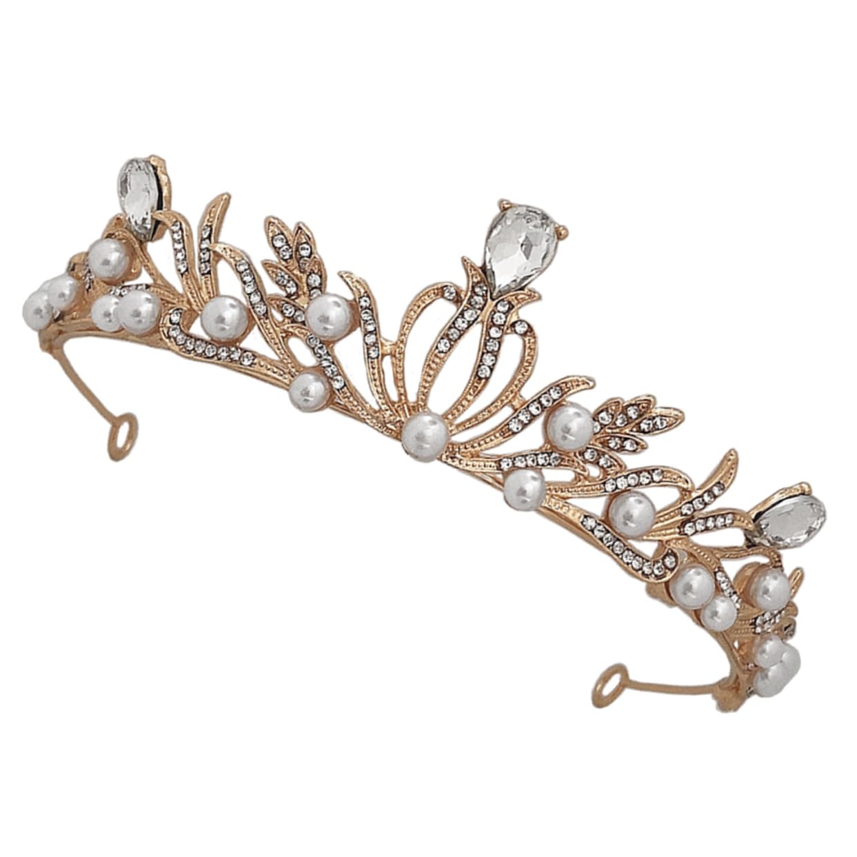 Elegant POPETPOP Bridal Tiara Headpiece for Women - Wedding, Quinceanera, Prom & Special Events | Rhinestone & Crystal Princess Crown with Pearls for Brides, Queens & Pageants