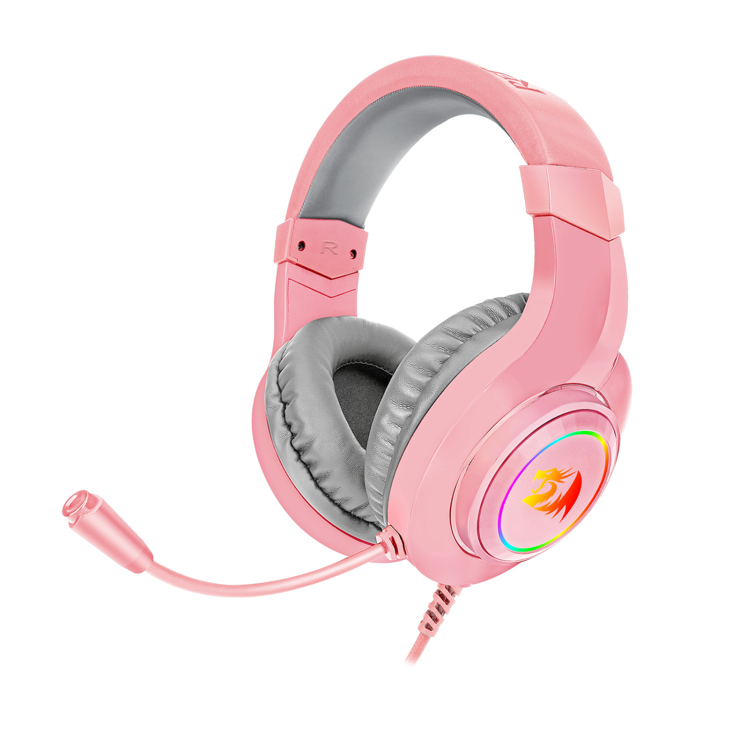 Redragon HYLAS H260 RGB Gaming Headset with Microphone - Pink | Noise Cancelling Over-Ear Headphones for PC, PS4, Xbox, Streaming & Esports