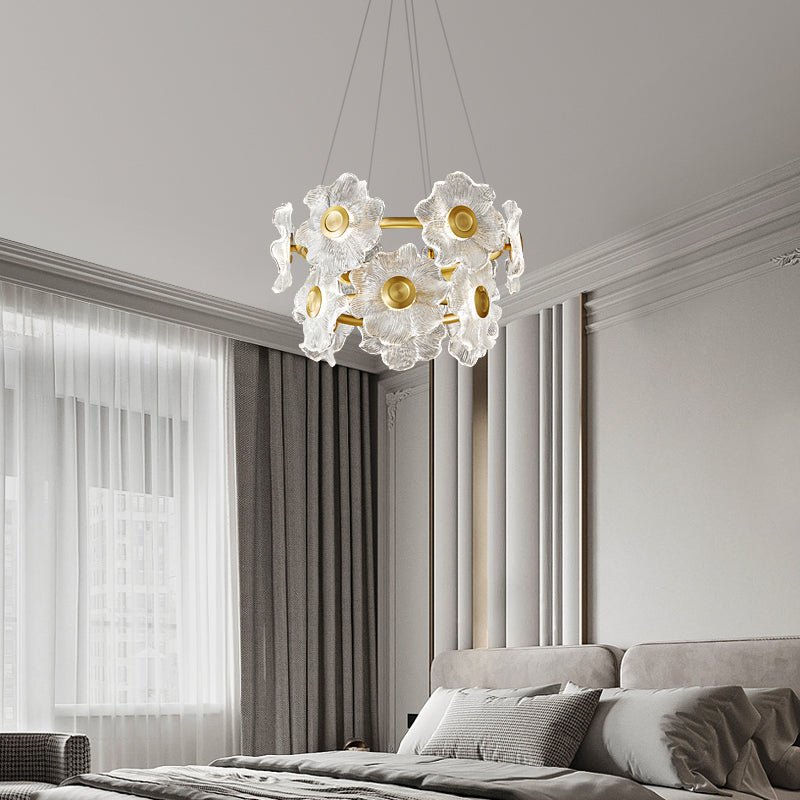 Elegant Flora Glass Chandelier - Modern Crystal Ceiling Light Fixture for Dining Room, Living Room & Bedroom Decor