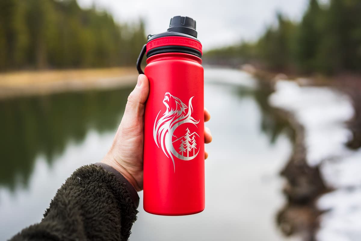 18 oz Vacuum Insulated Stainless Steel Sport Water Bottle - Double-Walled, Leak-Proof, Wide Mouth Design with Custom Laser Engraving Options | Perfect for Gym, Hiking, Camping & Outdoor Activities