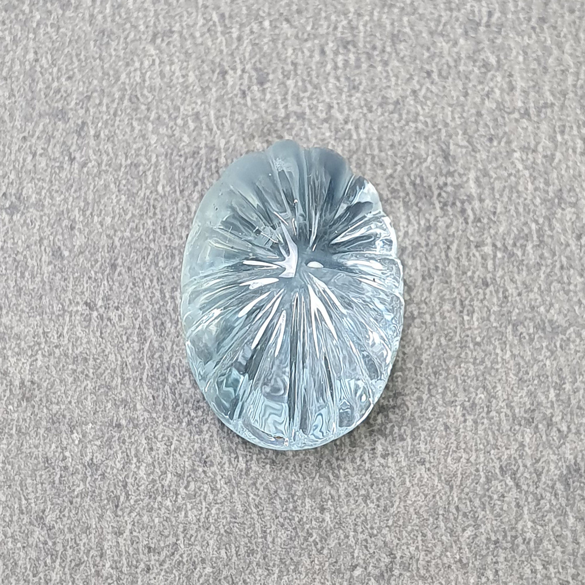 Natural Blue Aquamarine Gemstone Carving - 10.00cts Untreated Oval Hand-Carved 16x12mm | Healing Crystal, Jewelry Making, Meditation Stone (With Video)