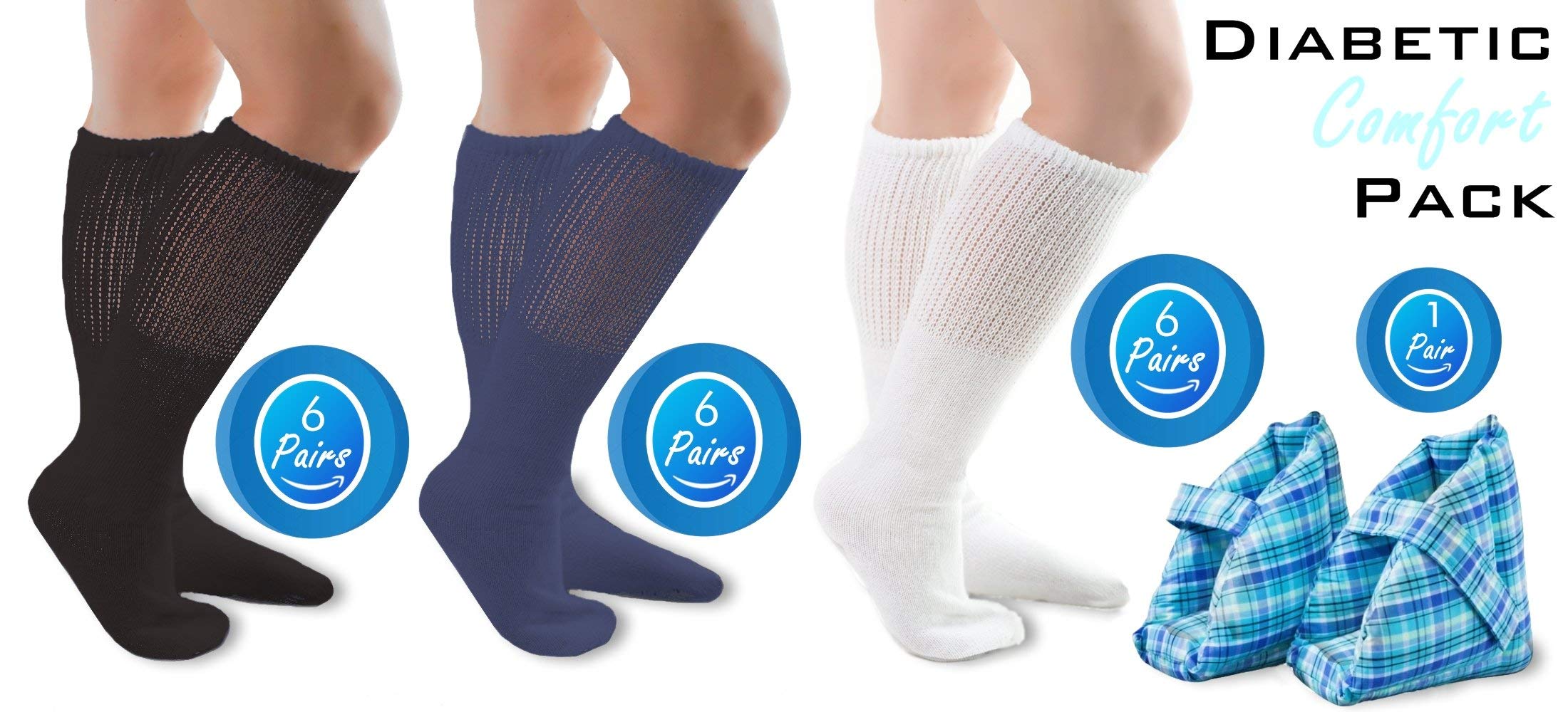 Diabetic Socks for Men & Women - Breathable Cotton SwellSox with Non-Binding Top - Improve Foot Circulation & Comfort - Perfect for Daily Wear, Travel & Diabetic Foot Care