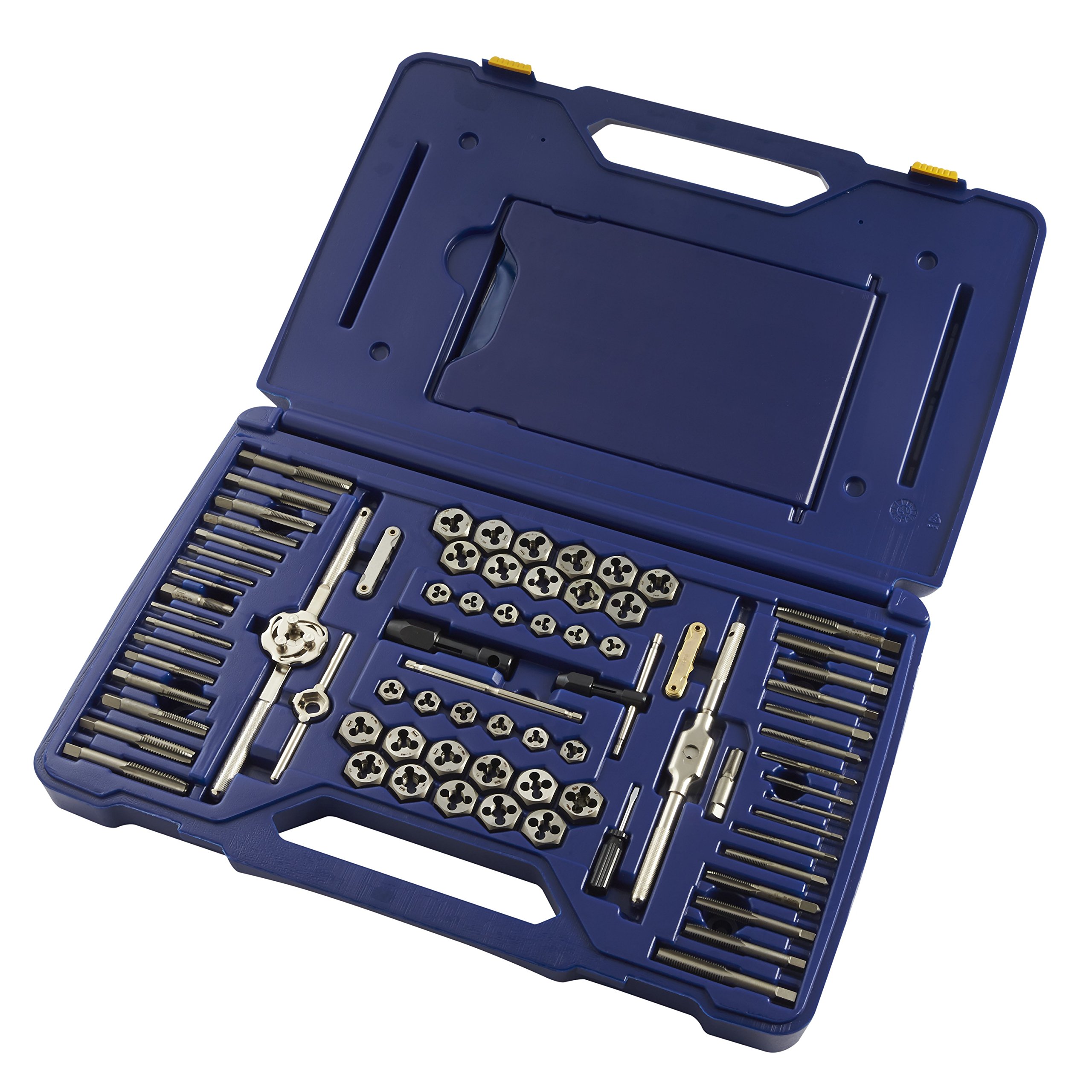 IRWIN Tools 117-Piece Deluxe Tap and Die Set with Machine Screws, Fractional/Metric Taps, Hex Dies & Drill Bits (26377) - Silver/Blue | Perfect for Metalworking, DIY Repairs & Automotive Maintenance