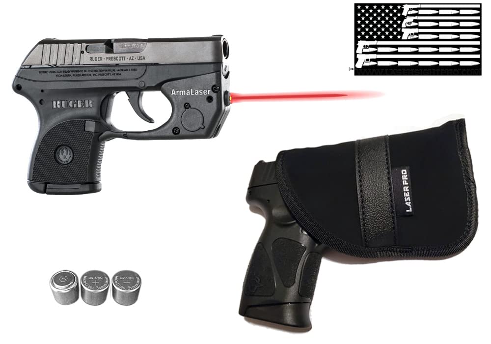 Concealed Red Laser Kit for Ruger LCP with TR2 ArmaLaser & LASERPRO Pocket Holster - Tactical Laser Sight for Handguns | Perfect for Self-Defense, Target Practice & Concealed Carry