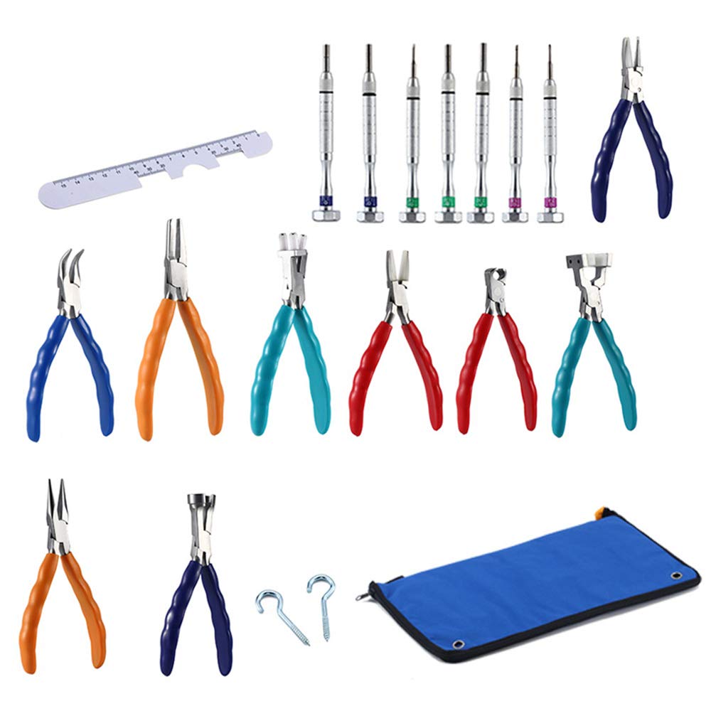 Premium Eyeglasses Repair Kit with 9 Pliers & 7 Screwdrivers - Adjust Nose Pads & Frame Legs for Sunglasses, Reading Glasses & Optical Frames - Perfect for Home, Office & Travel Eyewear Maintenance