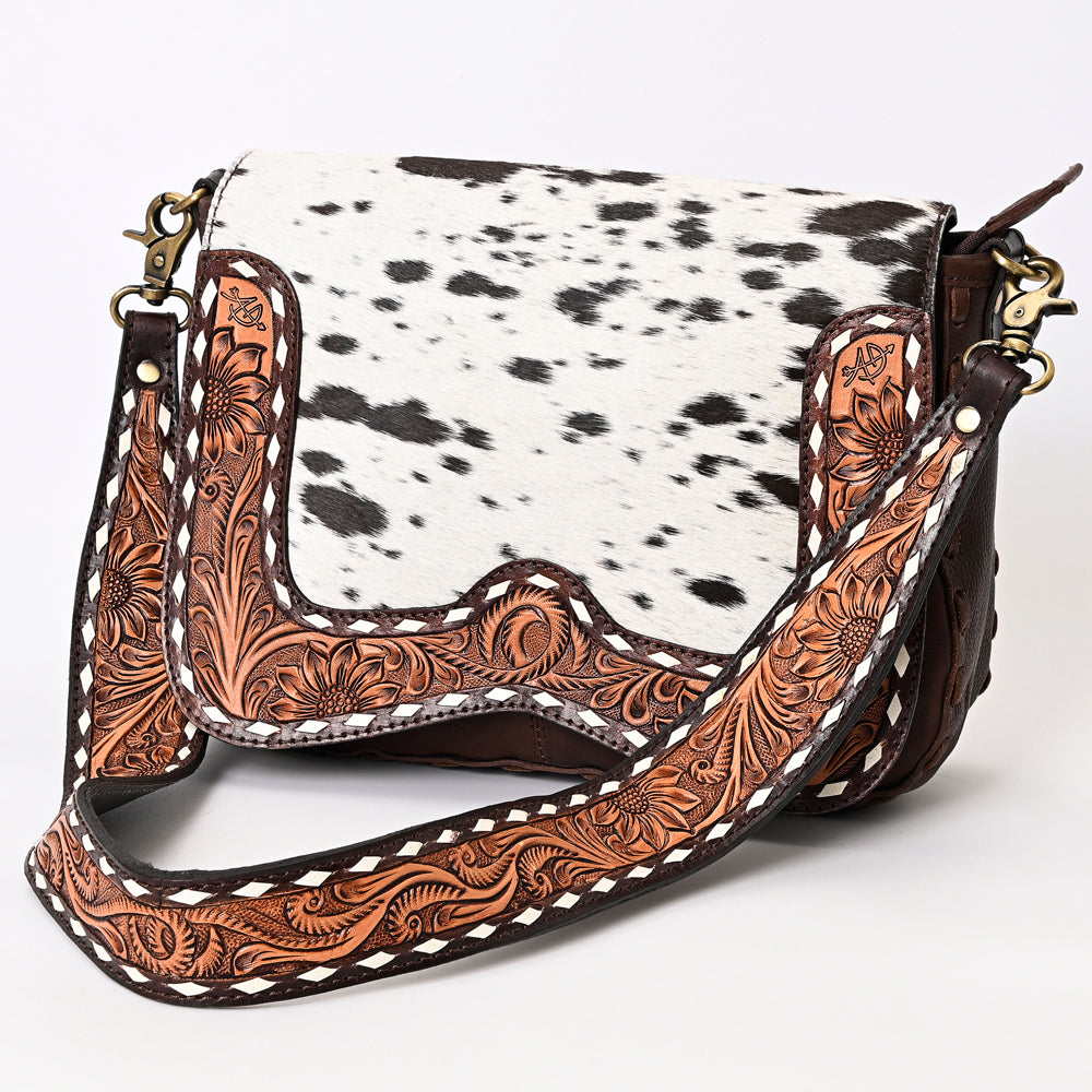 American Darling ADBGA377 Genuine Leather Crossbody Bag for Women - Hand Tooled Western Hair-On Hide Purse - Perfect for Cowgirl Style, Rodeo Events & Everyday Use
