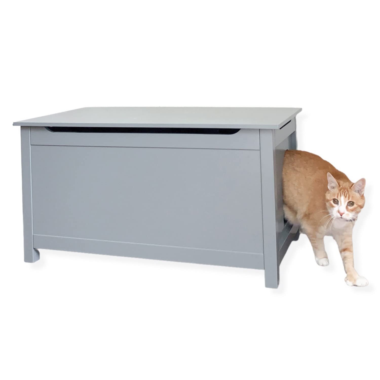 Parker Designer Hidden Cat Litter Box Enclosure - Dog-Proof Pet Furniture with Cover, Odor Control for Large Cats, Elegant Gray Cat Litter Box Cabinet with Lid - Perfect for Living Rooms, Bedrooms & Small Spaces