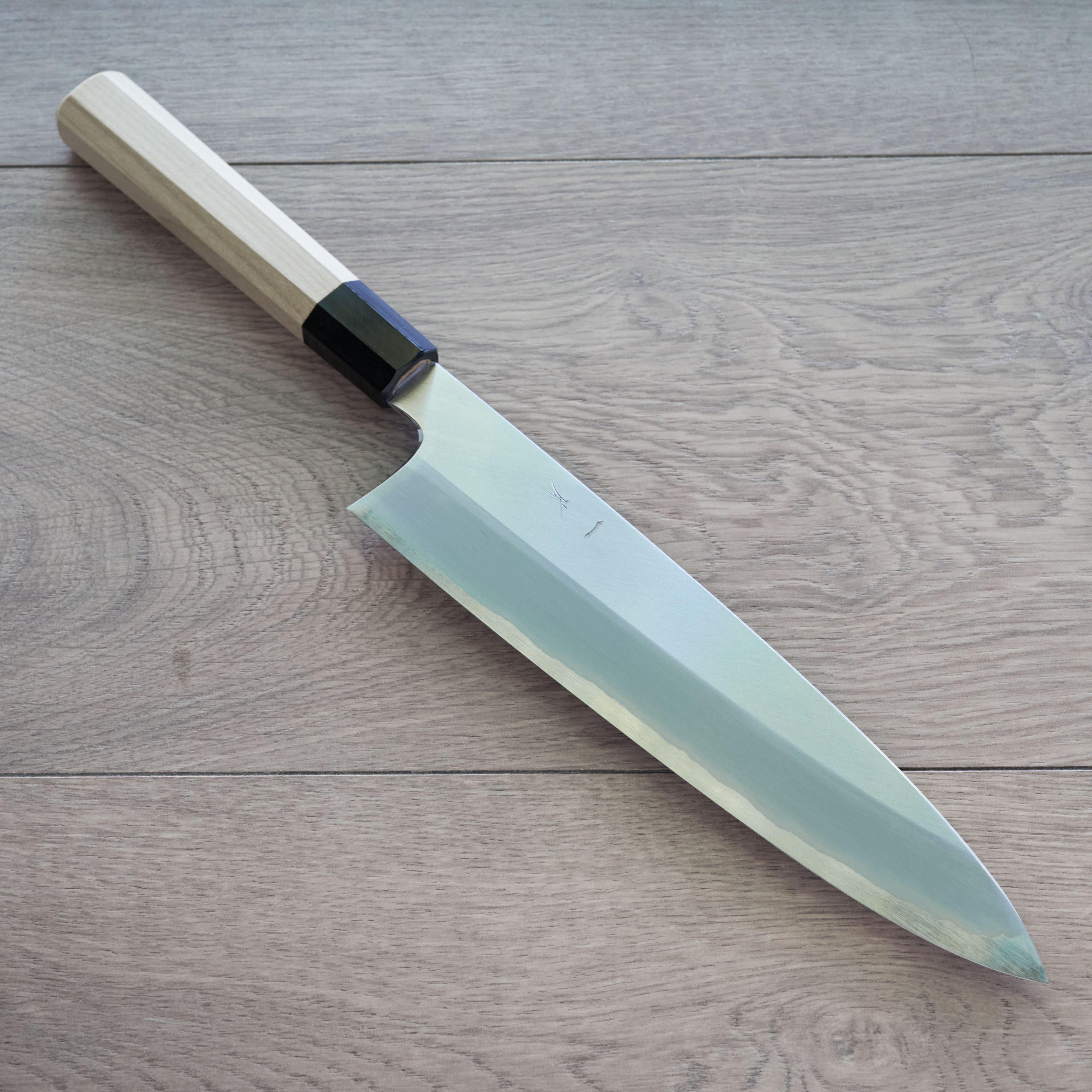 Hitohira Togashi White #1 Stainless Clad Gyuto Japanese Chef Knife 240mm with Ho Wood Handle - Perfect for Sushi, Meat Cutting & Professional Kitchen Use