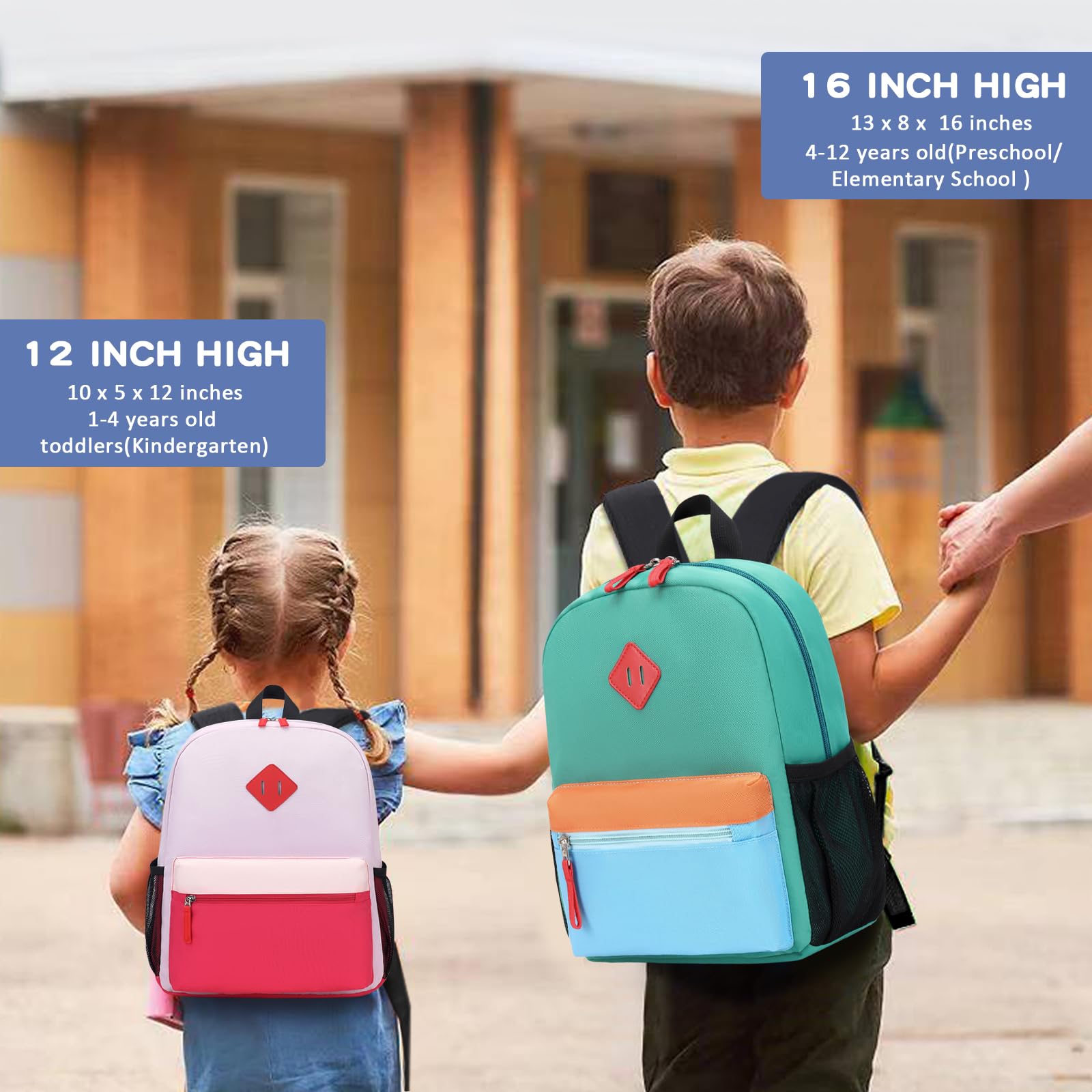 16'' Lightweight Kids Backpack for Boys & Girls - Durable School Bookbag for Elementary & Middle School Students Ages 5-14 - Lake Green & Blue Large Size Backpack - Perfect for School, Travel & Daily Use
