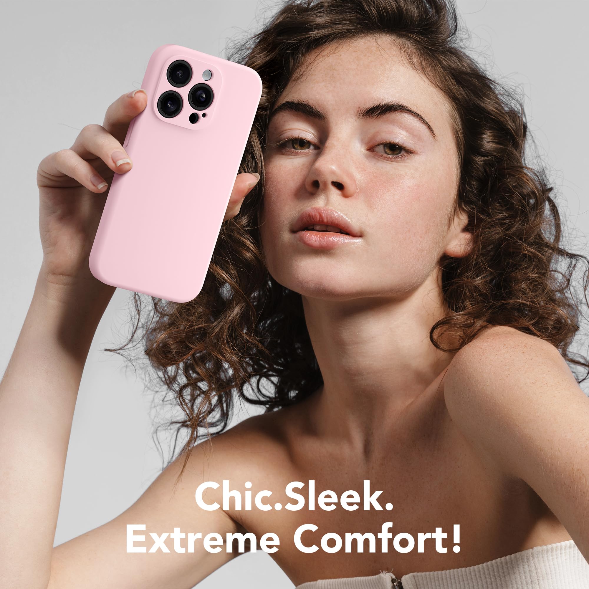 SuydanBox iPhone 15 Pro Case with MagSafe - Slim Shockproof Silicone Cover with Camera Protection & Screen Protector | Soft Anti-Scratch Microfiber Lining | Chalk Pink | Perfect for Daily Use, Travel & Outdoor Activities
