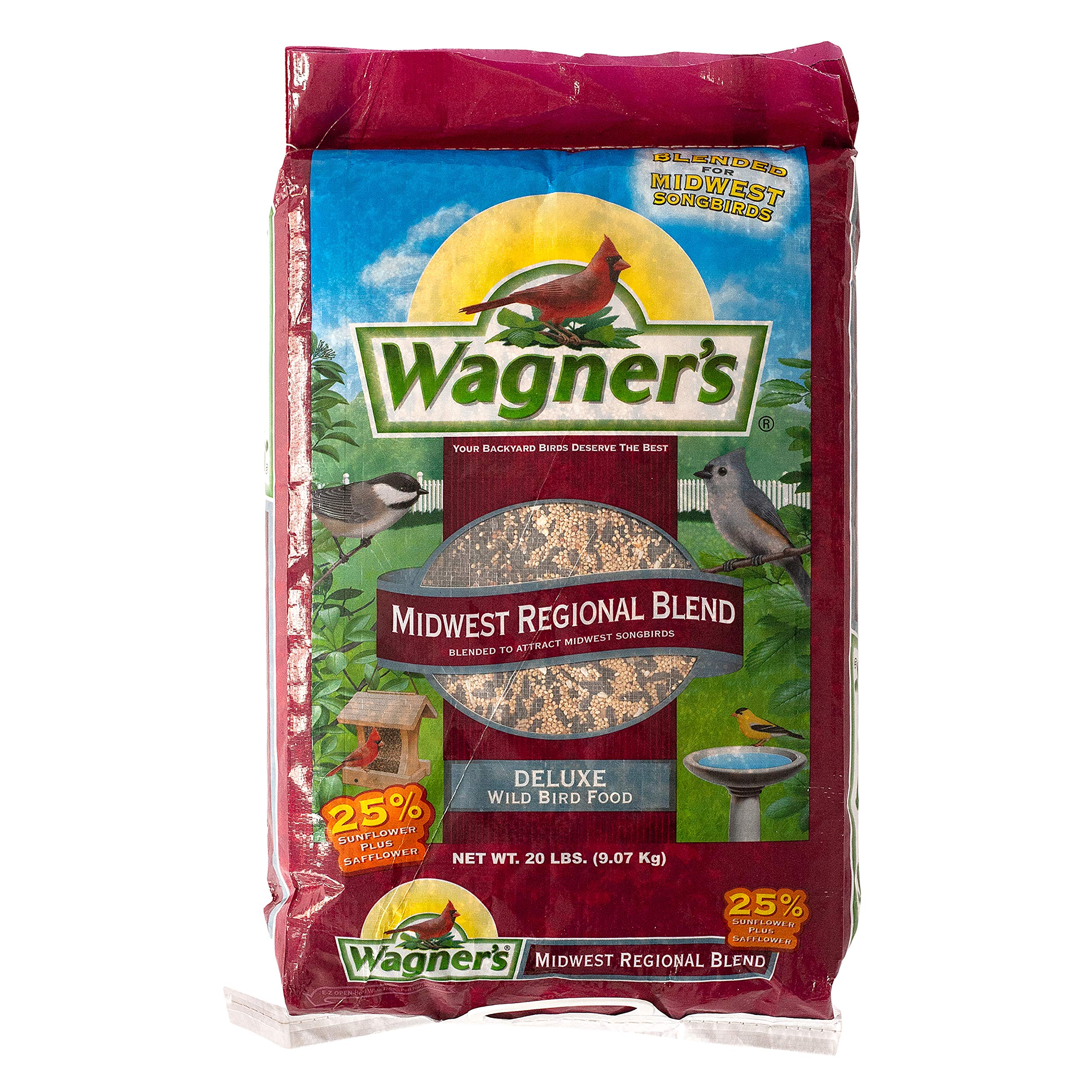 Wagner's 62006 Midwest Regional Blend Wild Bird Food - Premium 20-Pound Bag for Attracting Cardinals, Finches & Songbirds - Perfect for Backyard Bird Feeders & Wildlife Gardens