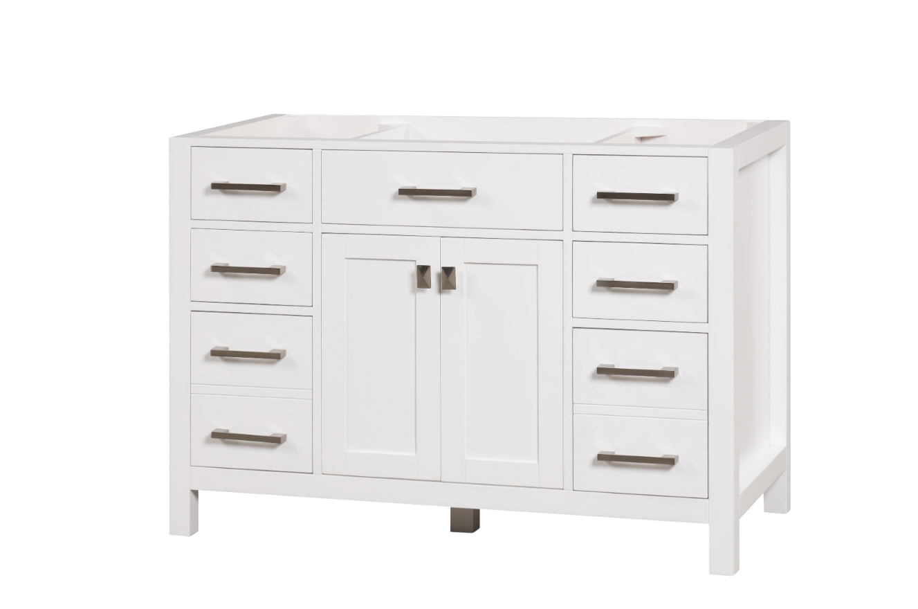 47.5 Inch Modern Single Bathroom Vanity in Bright White - Freestanding Vanity with Sink for Small Bathrooms, Powder Rooms & Master Baths - Easy Installation & Space Saving Design