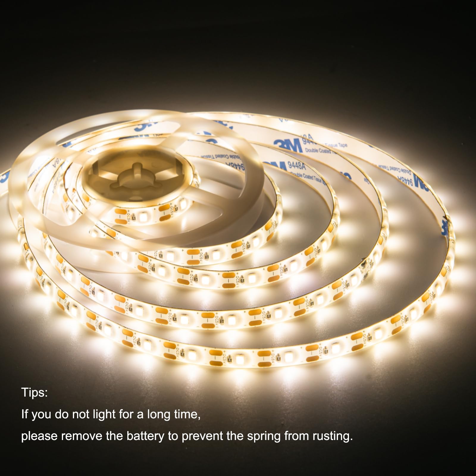 Battery Powered LED Strip Lights - 13.2ft Warm White with Remote Control, 240 LEDs Dimmable & Cuttable, Waterproof for Home Decoration, Bedroom, Kitchen, Bathroom, Fish Tank, Wedding Decor - Timer Function Included