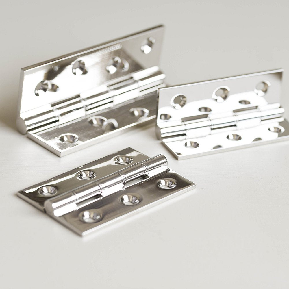 Polished Nickel PBW Butt Hinges Pair - Heavy Duty Door Hinges for Cabinets, Furniture & Interior Doors - Smooth & Durable Hardware for Home Improvement Projects