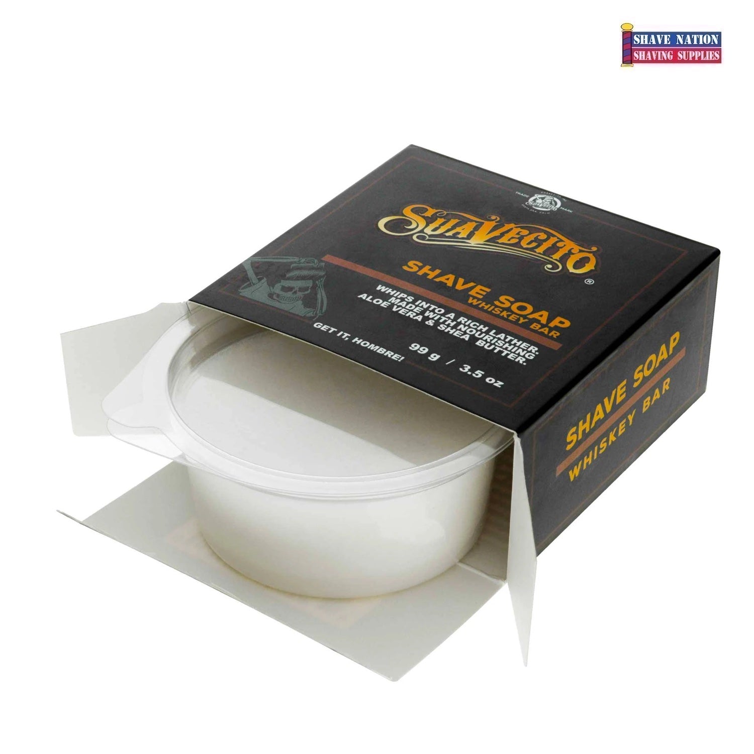 Suavecito Premium Blends Whiskey Bar Shave Soap for Men - Natural Grooming & Beard Care - Perfect for Wet Shaving & Classic Barber Shop Style