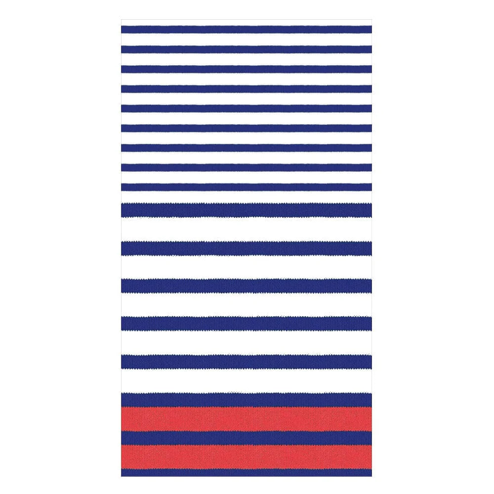 Breton Stripe Cotton Guest Towel Set - Soft & Absorbent Bath Towels for Spa, Hotel, or Home Luxury - Perfect for Guest Bathrooms & Coastal Decor