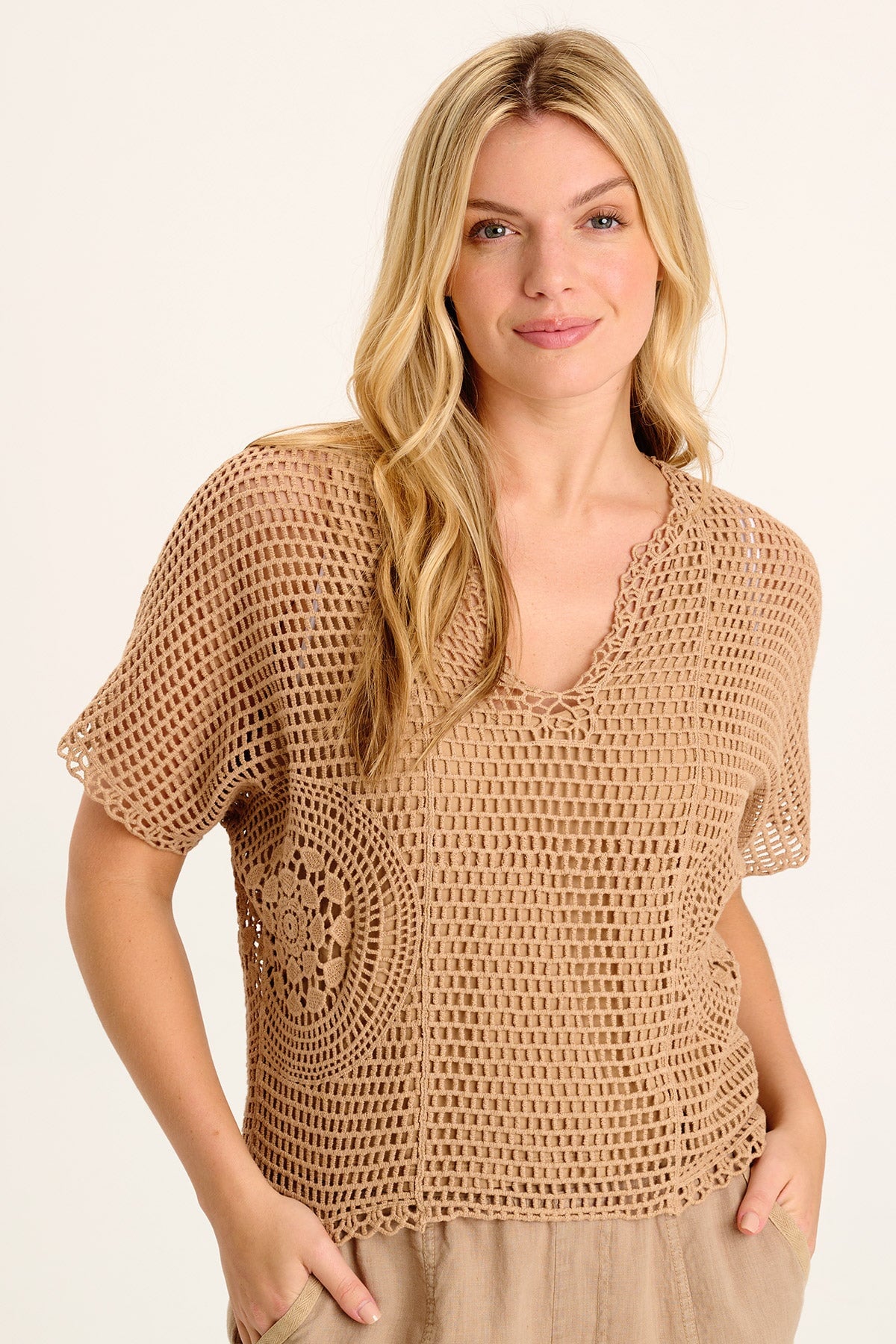 Crochet Layered Top for Women - Elegant Boho Chic Lace Blouse - Perfect for Summer, Beach, and Casual Outings